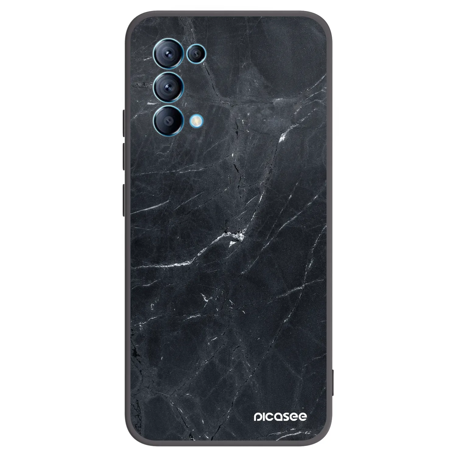 Picasee fekete szilikon tok az alábbi mobiltelefonokra OPPO Reno 5 5G - Black marble