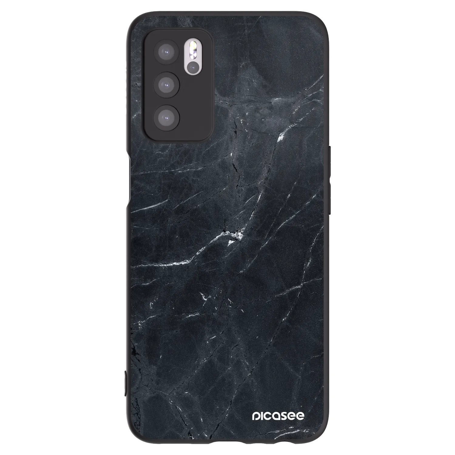 Picasee fekete szilikon tok az alábbi mobiltelefonokra OPPO A16s - Black marble