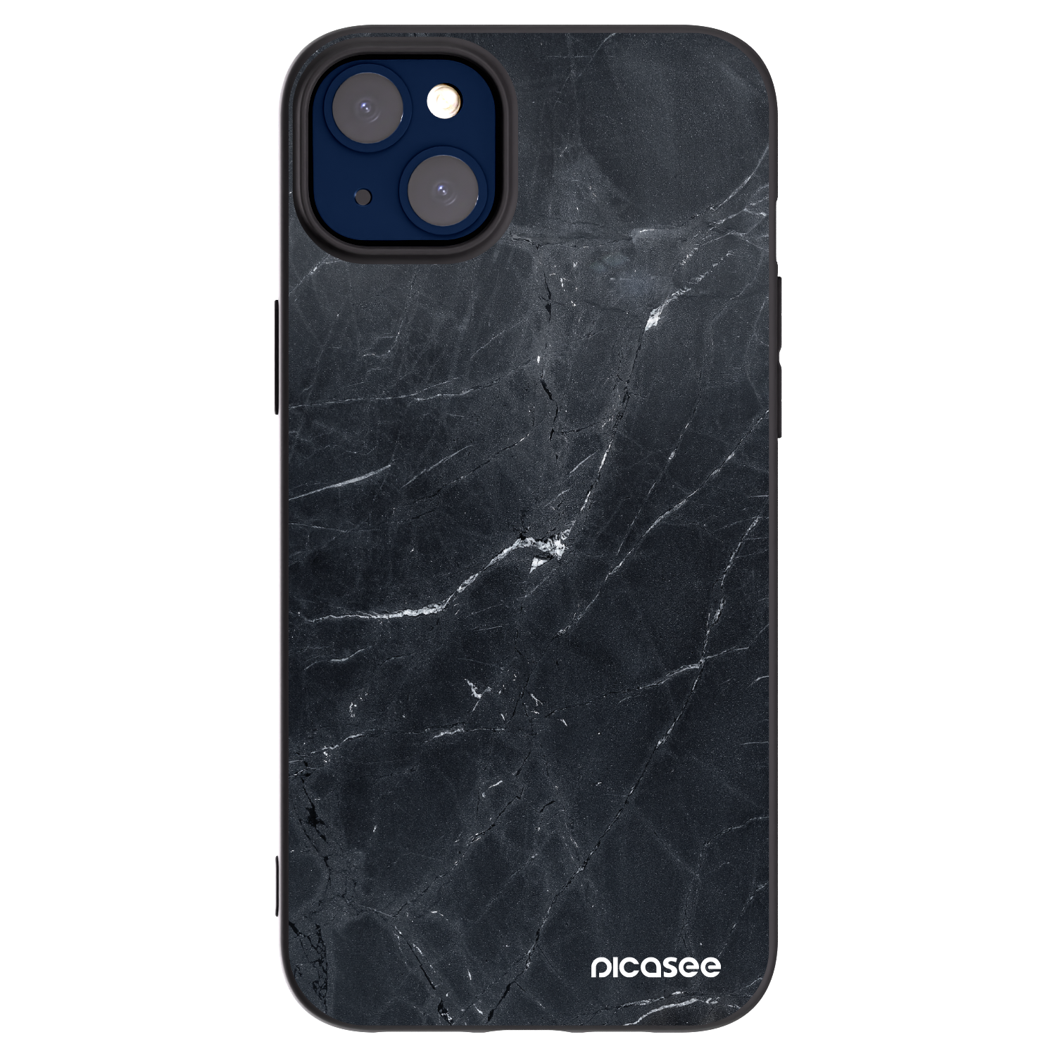 Picasee fekete szilikon tok az alábbi mobiltelefonokra Apple iPhone 14 Plus - Black marble