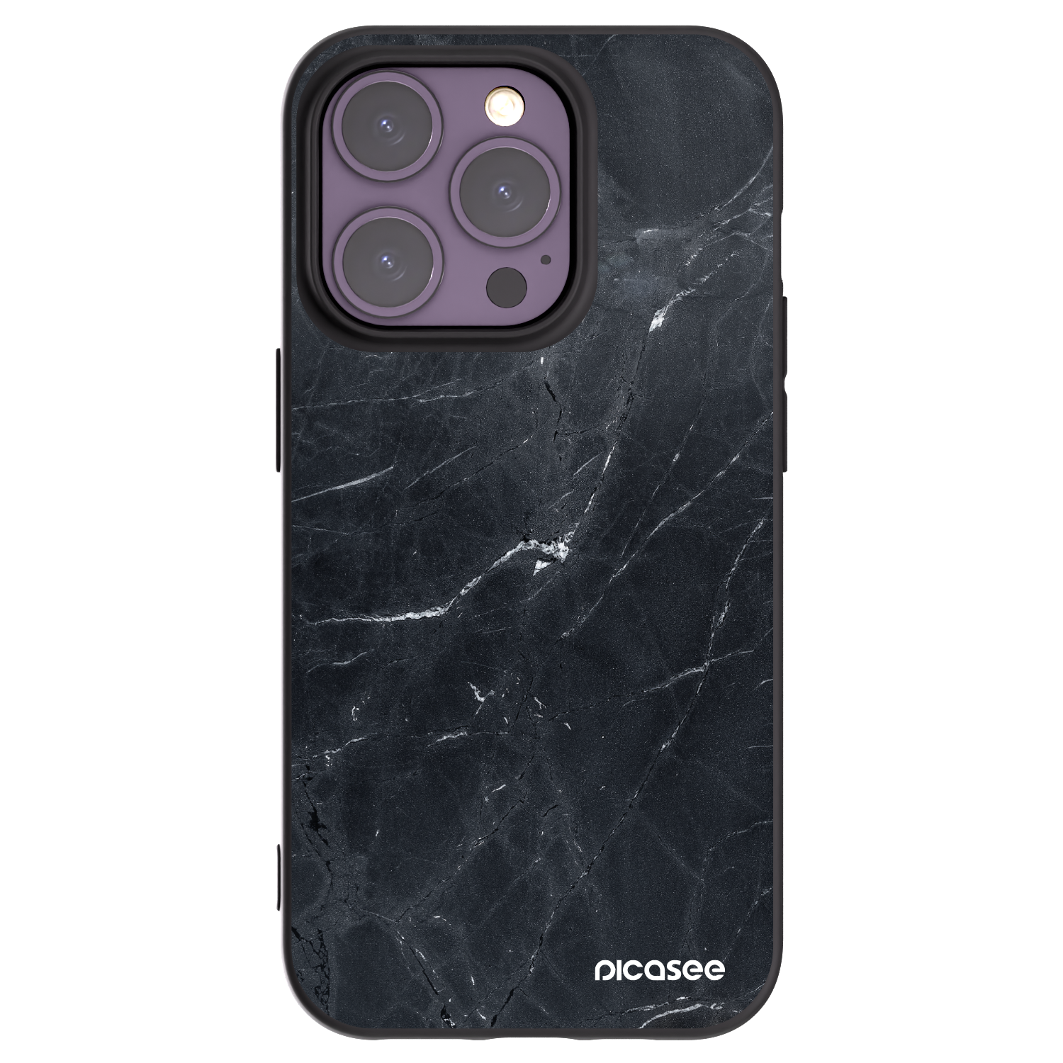 Picasee fekete szilikon tok az alábbi mobiltelefonokra Apple iPhone 14 Pro - Black marble