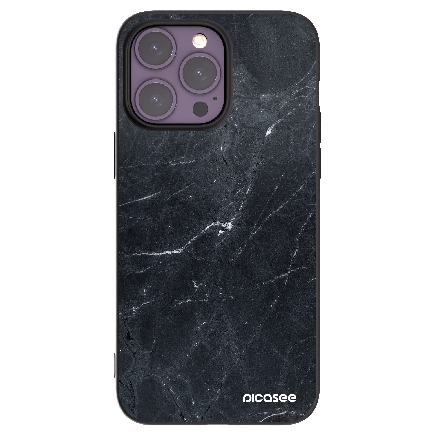 Picasee fekete szilikon tok az alábbi mobiltelefonokra Apple iPhone 14 Pro Max - Black marble