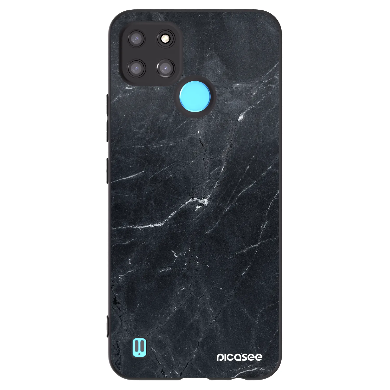 Picasee fekete szilikon tok az alábbi mobiltelefonokra Realme C21Y - Black marble