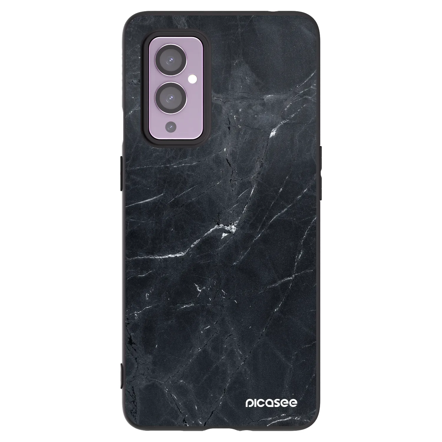 Picasee fekete szilikon tok az alábbi mobiltelefonokra OnePlus 9 - Black marble