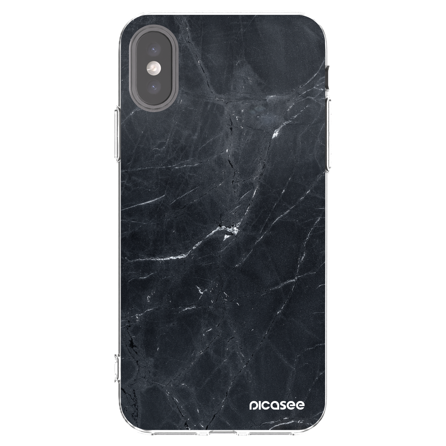 Picasee átlátszó szilikon tok az alábbi mobiltelefonokra Apple iPhone X/XS - Black marble