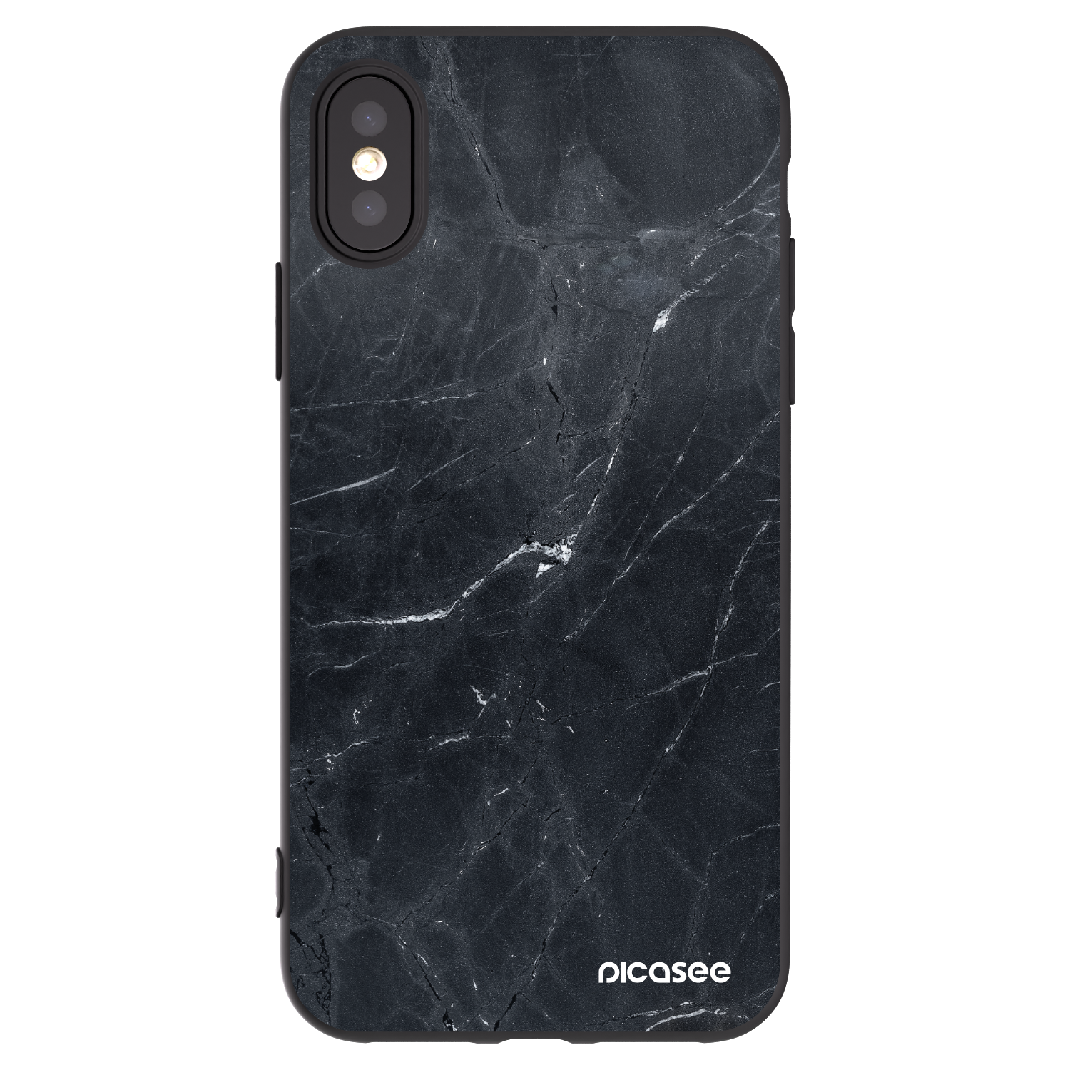 Picasee fekete szilikon tok az alábbi mobiltelefonokra Apple iPhone X/XS - Black marble