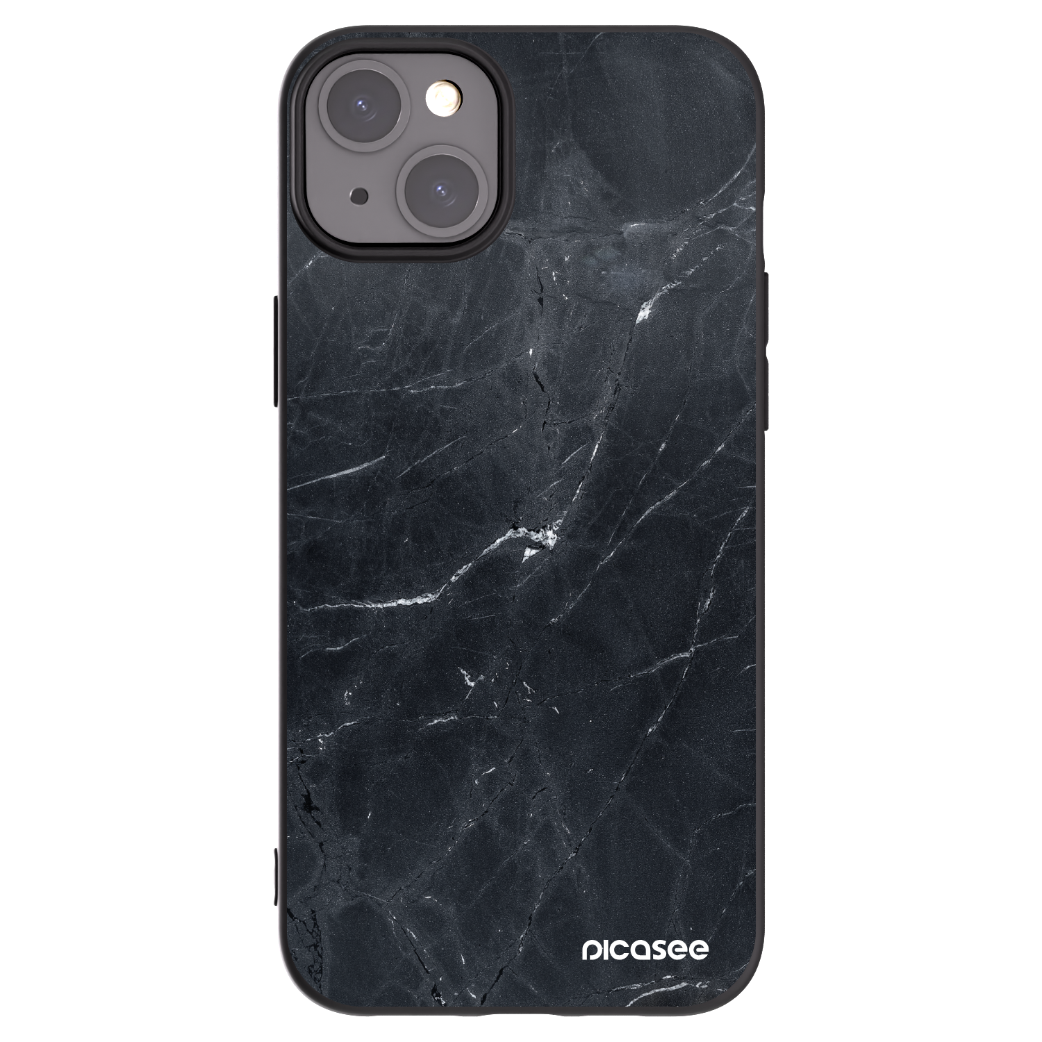 Picasee fekete szilikon tok az alábbi mobiltelefonokra Apple iPhone 15 Plus - Black marble