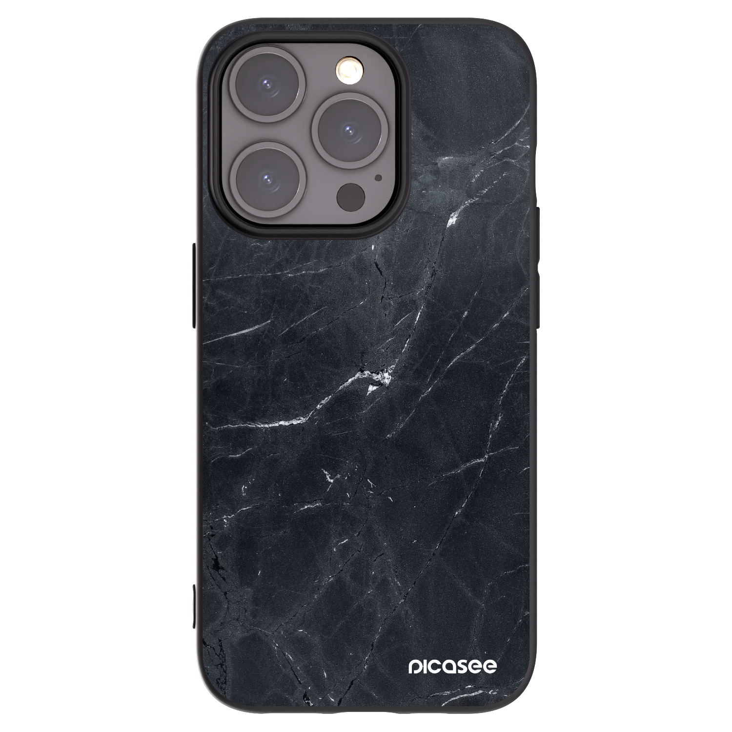 Picasee fekete szilikon tok az alábbi mobiltelefonokra Apple iPhone 15 Pro - Black marble