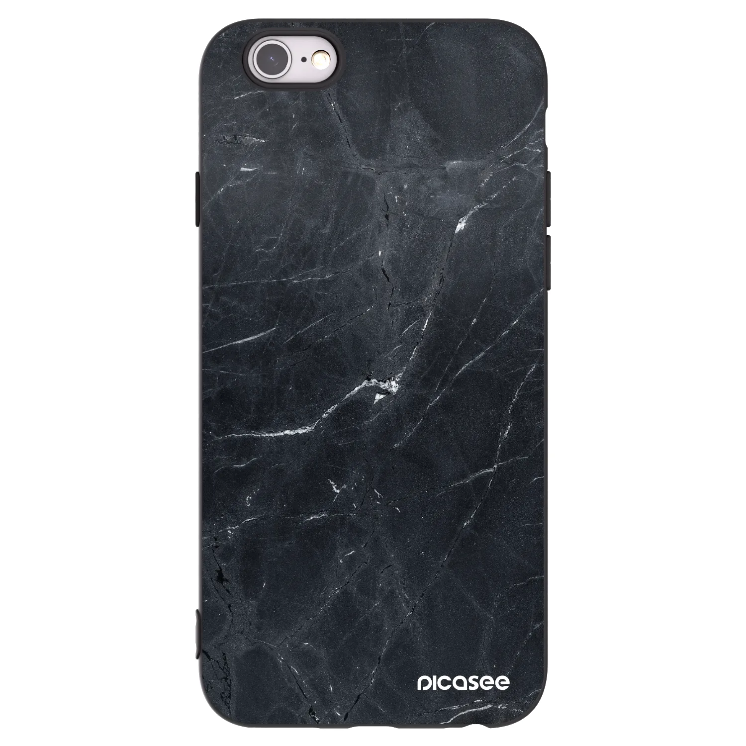 Picasee fekete szilikon tok az alábbi mobiltelefonokra Apple iPhone 6/6S - Black marble