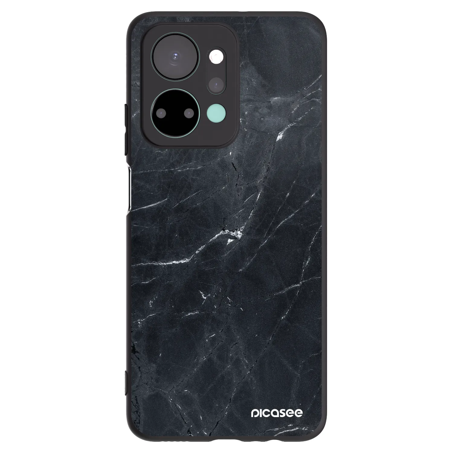 Picasee fekete szilikon tok az alábbi mobiltelefonokra Honor X7a - Black marble