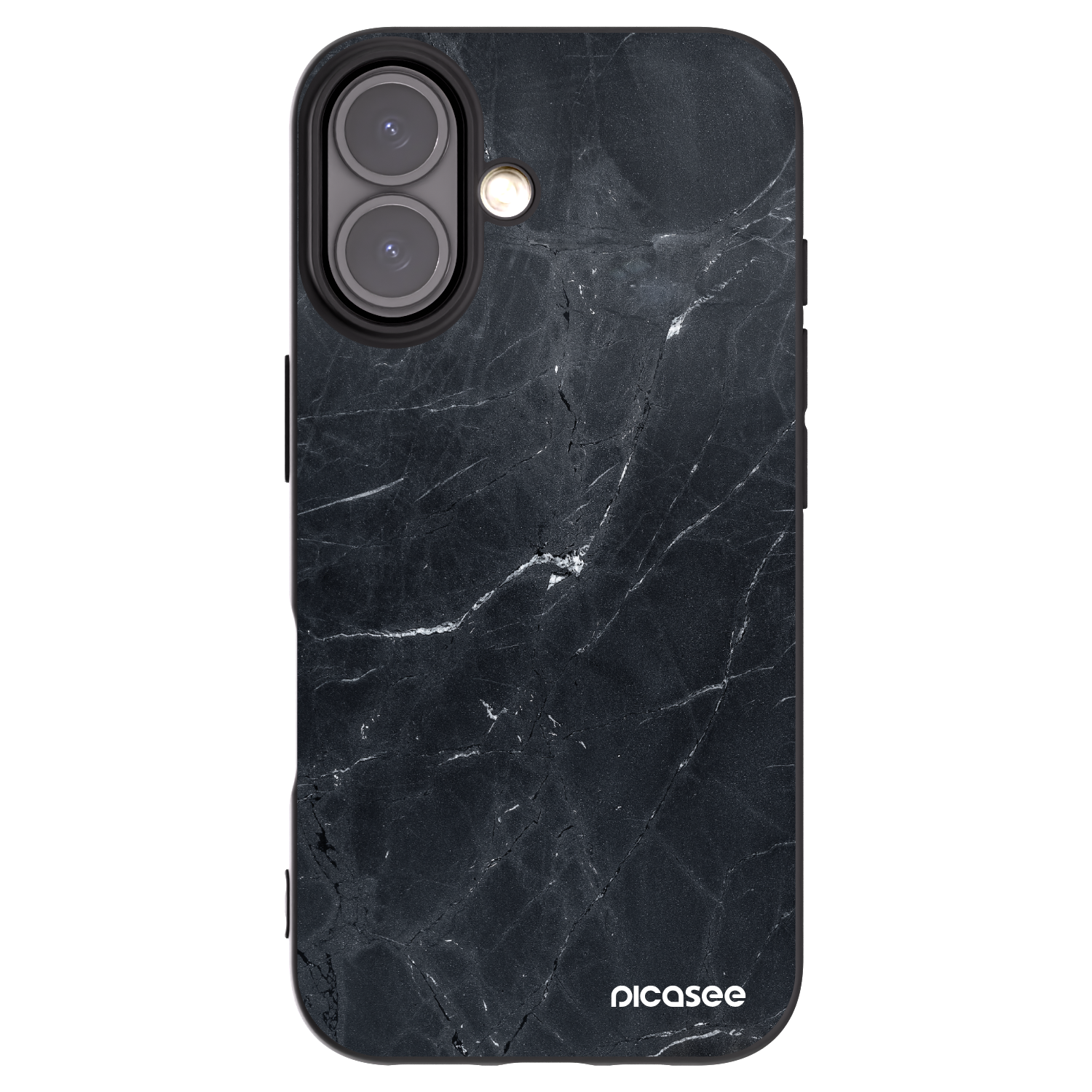 Picasee fekete szilikon tok az alábbi mobiltelefonokra Apple iPhone 16 - Black marble