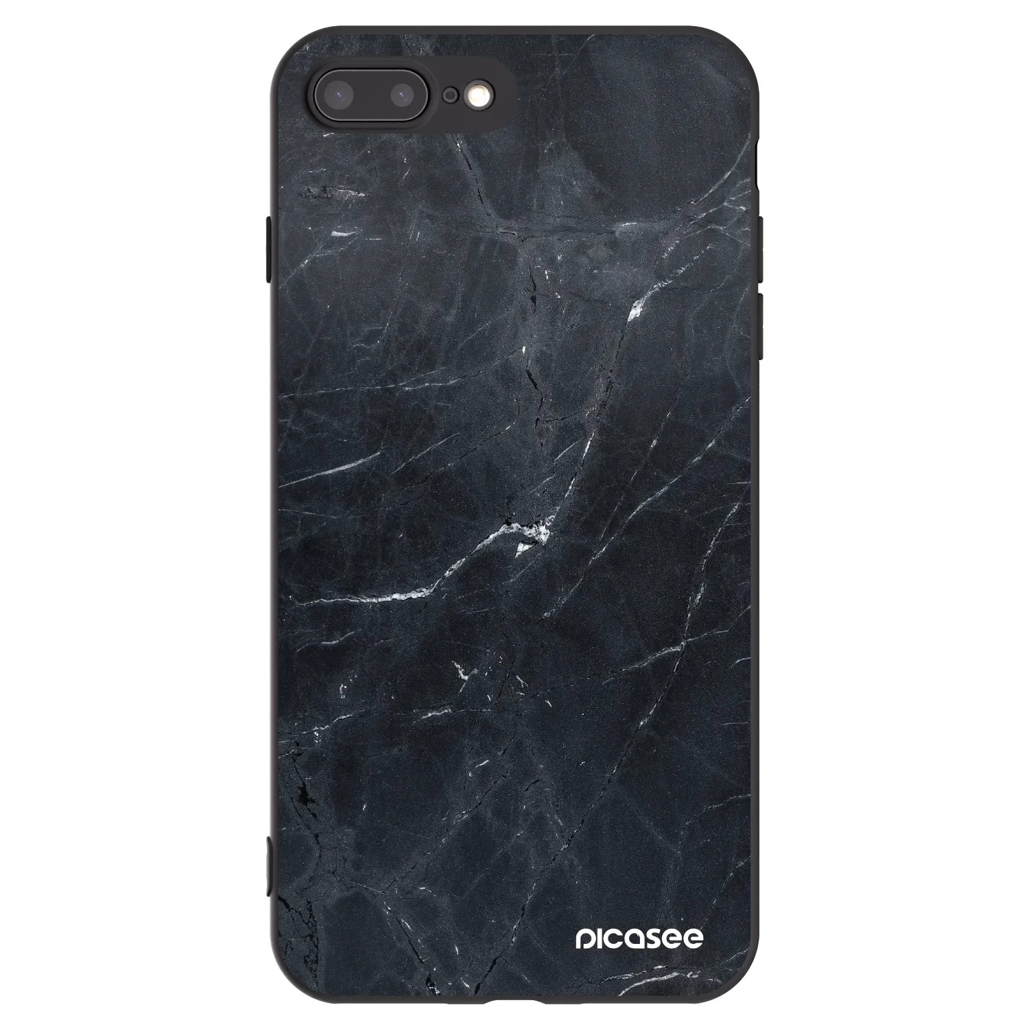 Picasee fekete szilikon tok az alábbi mobiltelefonokra Apple iPhone 7 Plus - Black marble
