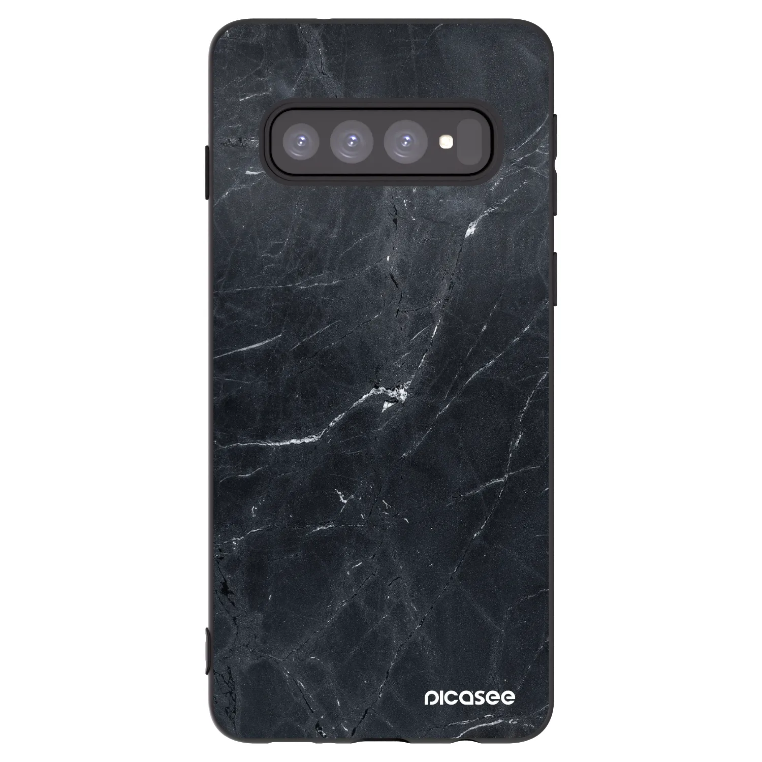 Picasee fekete szilikon tok az alábbi mobiltelefonokra Samsung Galaxy S10 G973 - Black marble