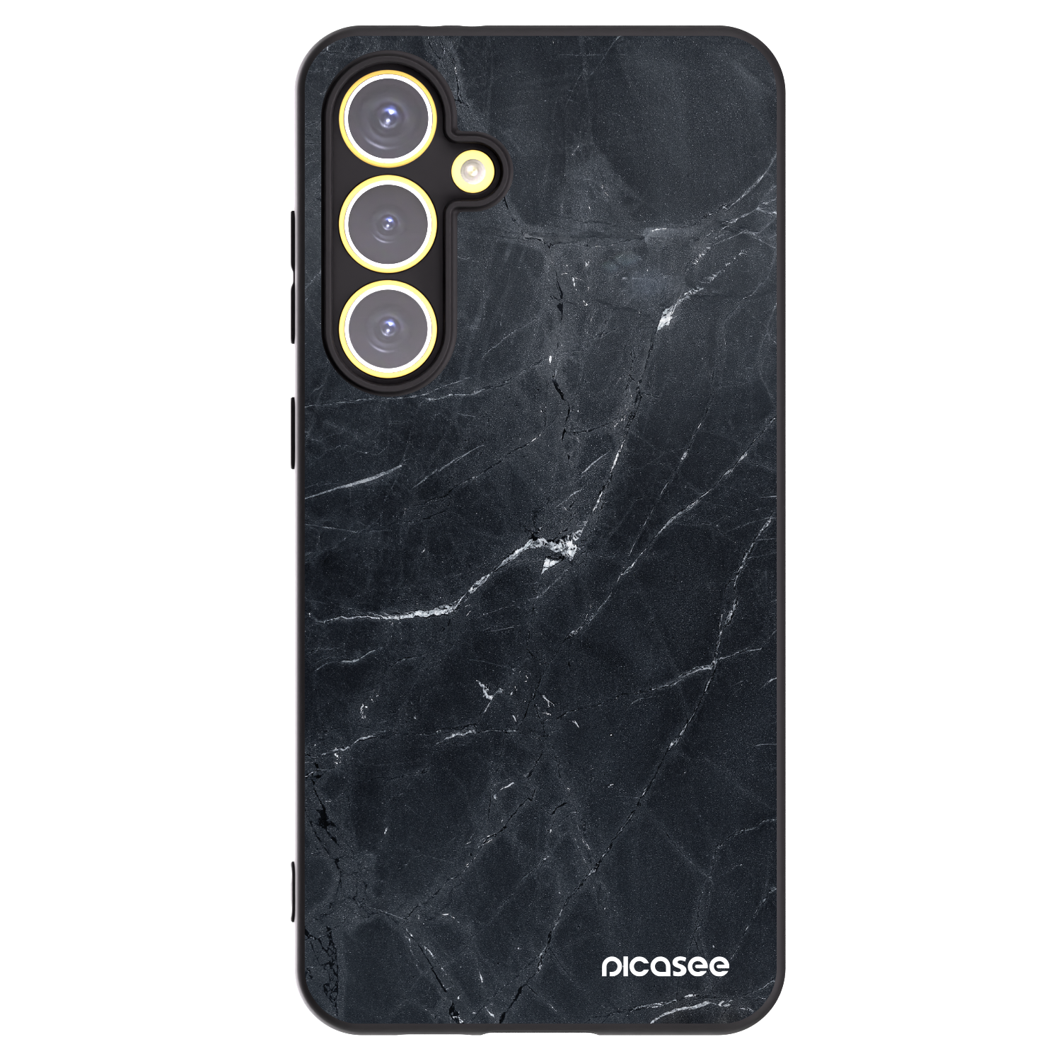 Picasee fekete szilikon tok az alábbi mobiltelefonokra Samsung Galaxy S24 FE S721B - Black marble