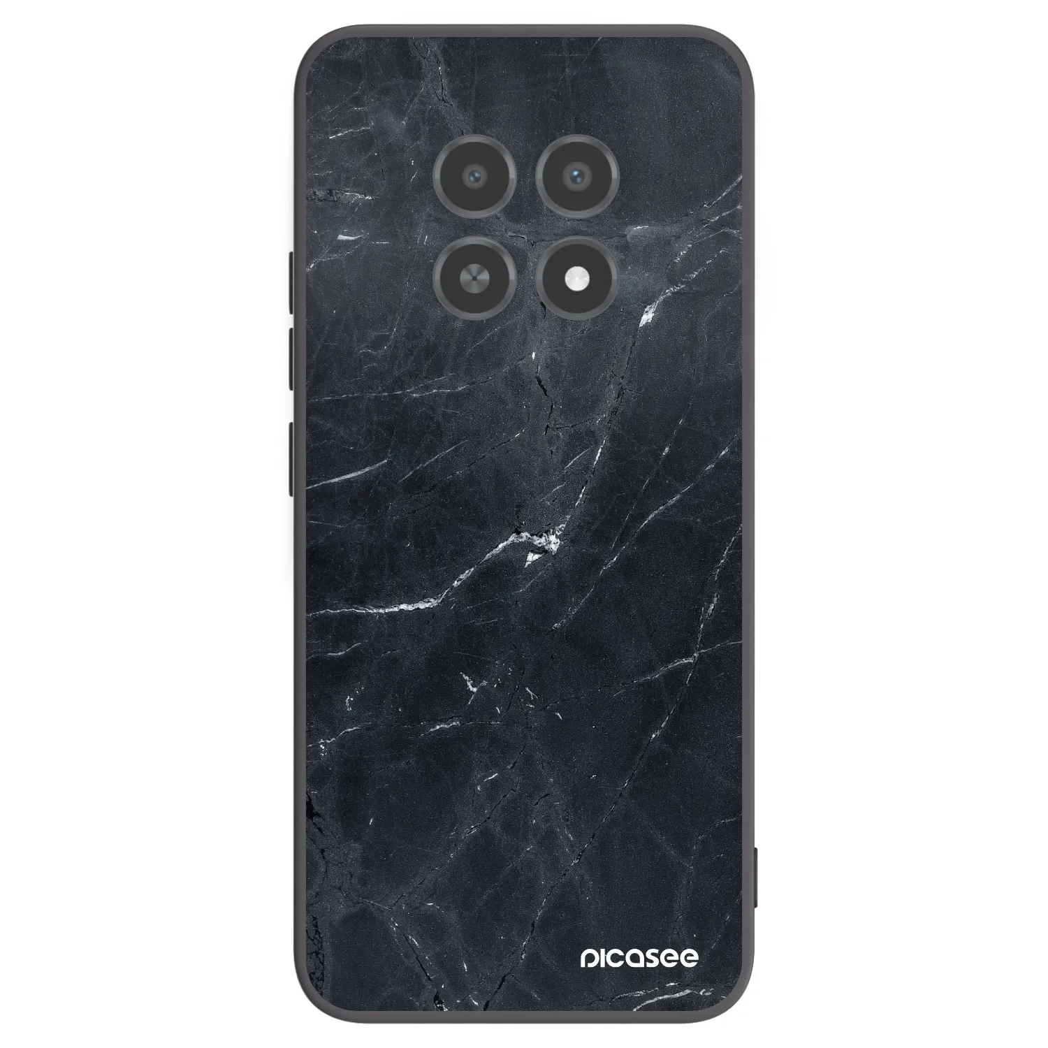 Picasee fekete szilikon tok az alábbi mobiltelefonokra Realme 12X - Black marble