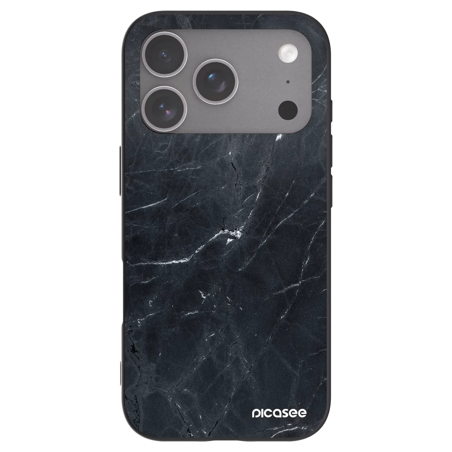 Picasee fekete szilikon tok az alábbi mobiltelefonokra Apple iPhone 18 Pro - Black marble