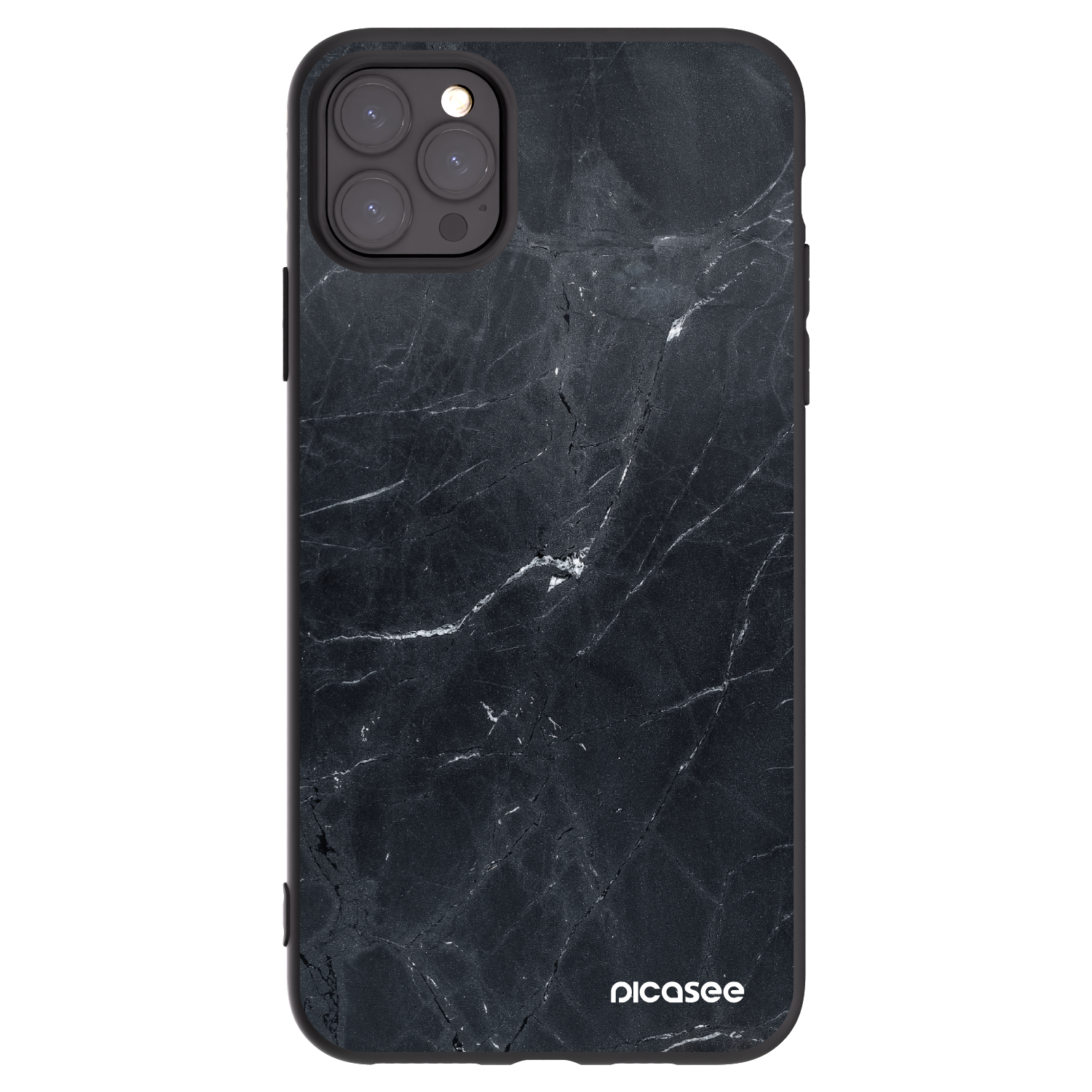 Picasee fekete szilikon tok az alábbi mobiltelefonokra Apple iPhone 11 Pro Max - Black marble