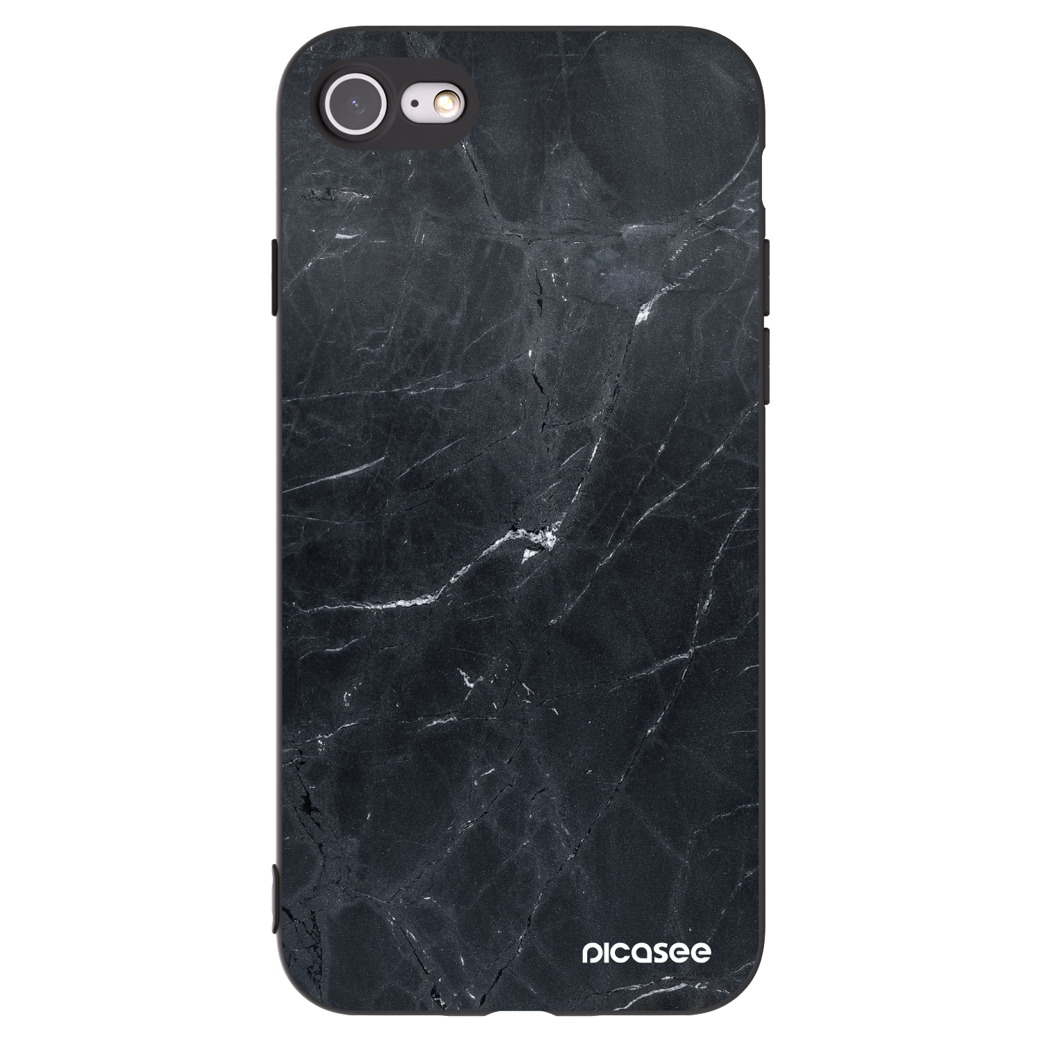 Picasee fekete szilikon tok az alábbi mobiltelefonokra Apple iPhone SE 2020 - Black marble