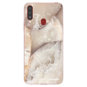 Picasee átlátszó szilikon tok az alábbi mobiltelefonokra Samsung Galaxy A20s - Cream marble