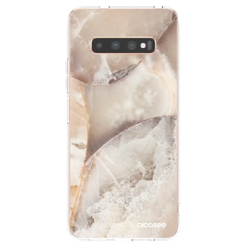 Picasee átlátszó szilikon tok az alábbi mobiltelefonokra Samsung Galaxy S10 Plus G975 - Cream marble