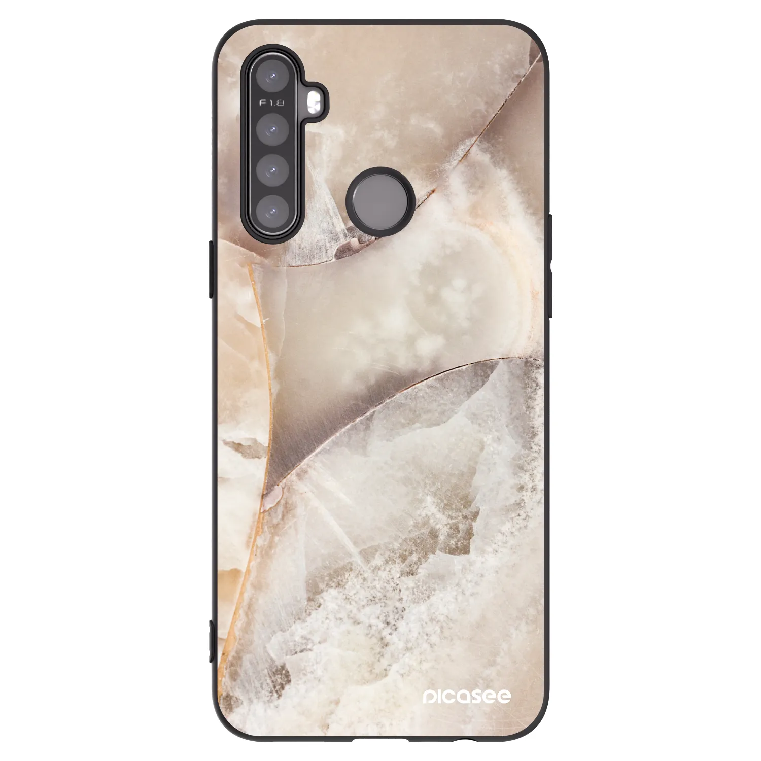 Picasee fekete szilikon tok az alábbi mobiltelefonokra Realme 6i - Cream marble