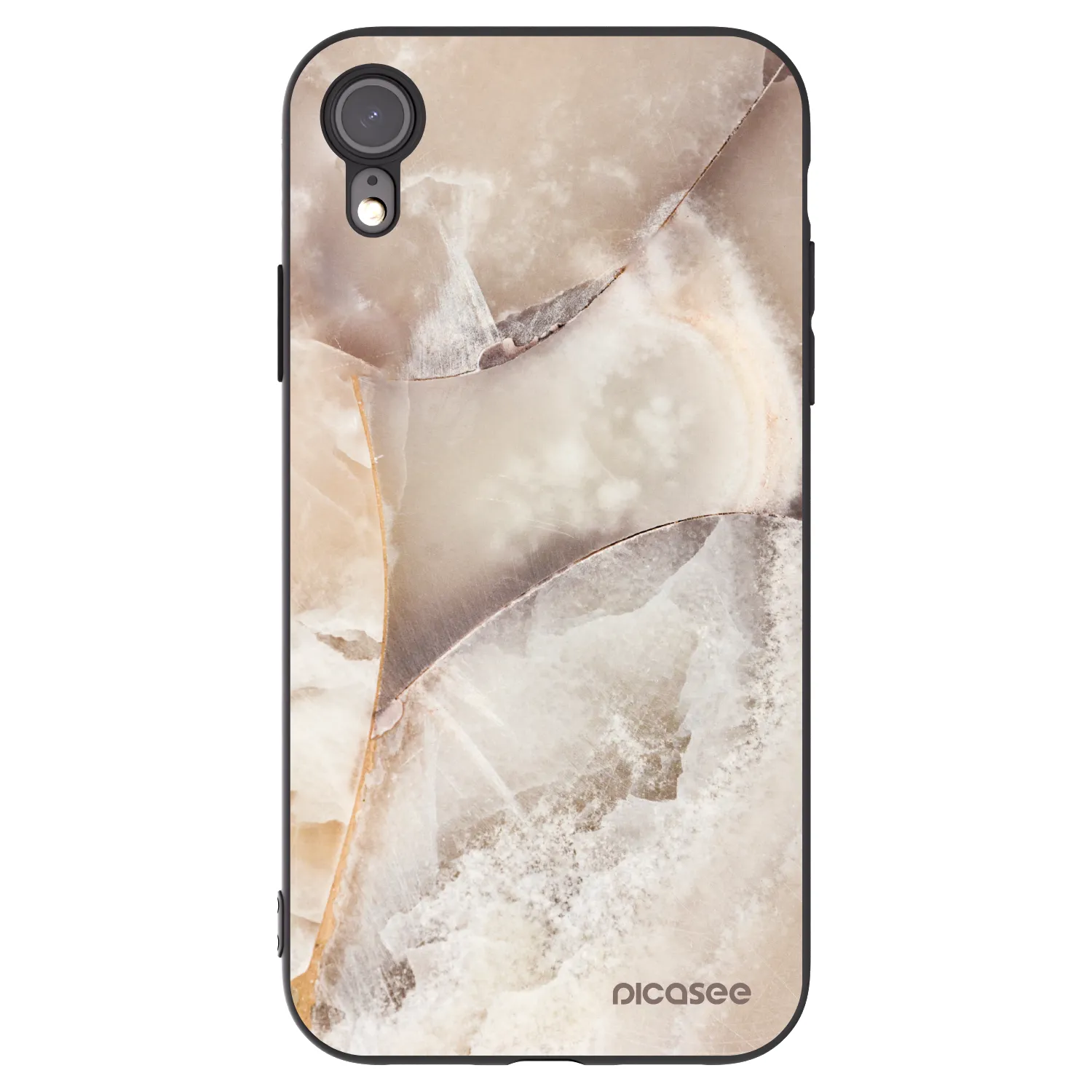Picasee fekete szilikon tok az alábbi mobiltelefonokra Apple iPhone XR - Cream marble