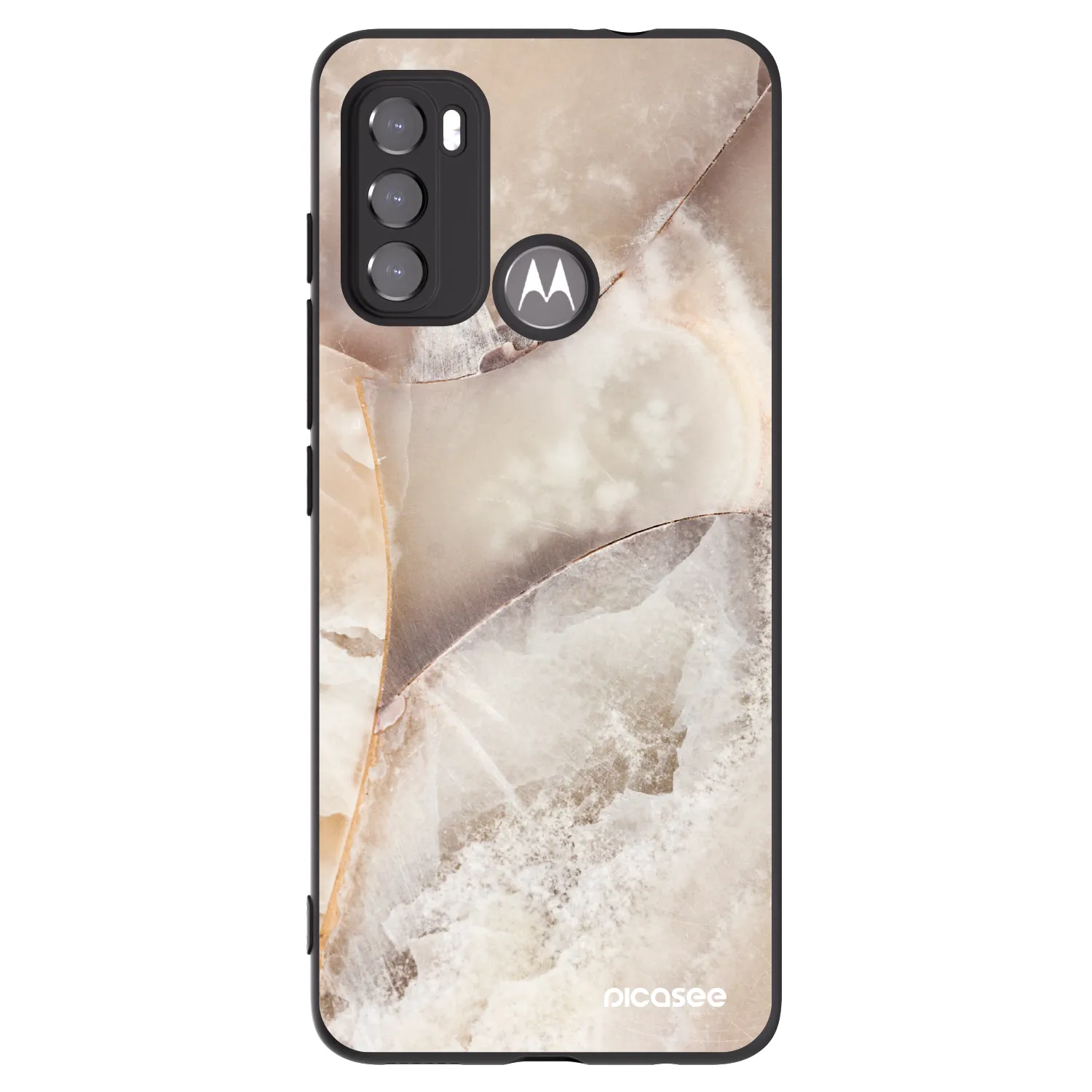 Picasee fekete szilikon tok az alábbi mobiltelefonokra Motorola Moto G60 - Cream marble