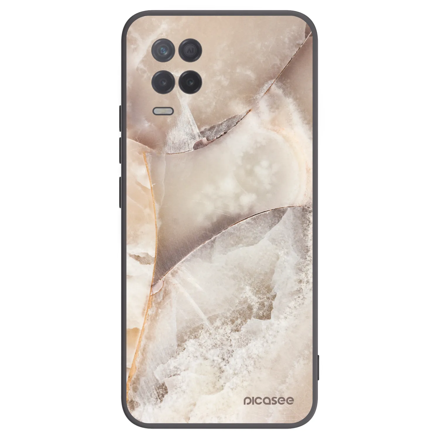 Picasee fekete szilikon tok az alábbi mobiltelefonokra Realme 8 5G - Cream marble