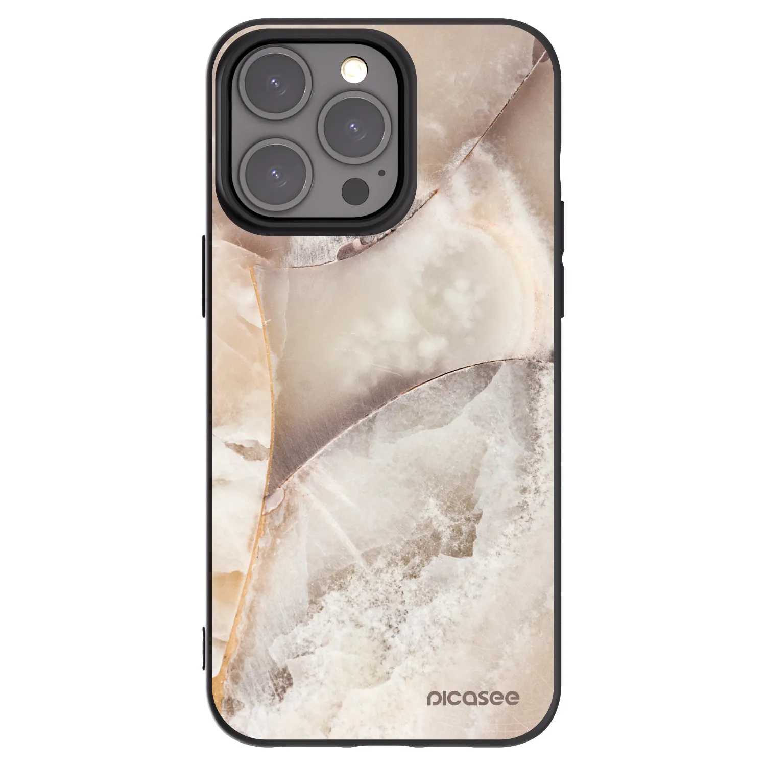 Picasee fekete szilikon tok az alábbi mobiltelefonokra Apple iPhone 15 Pro Max - Cream marble