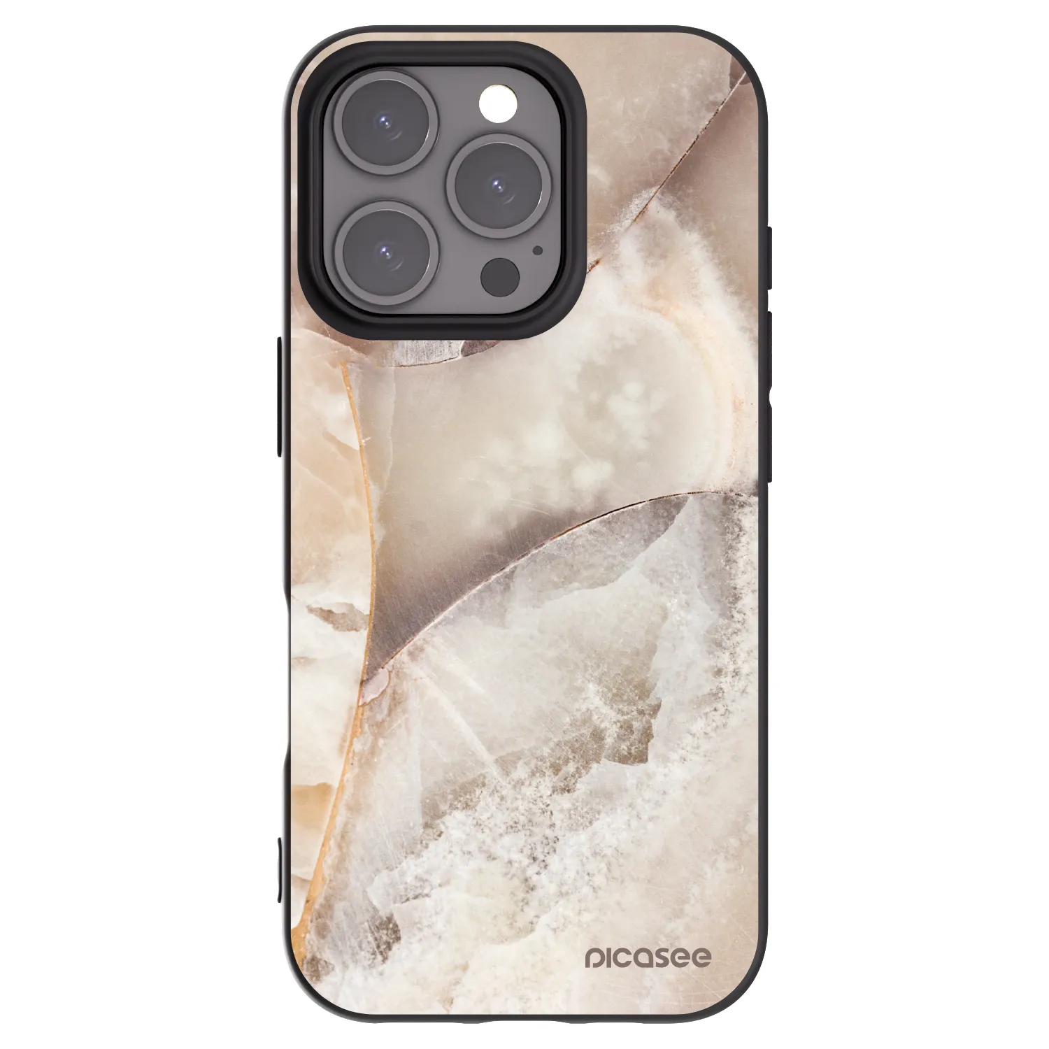 Picasee fekete szilikon tok az alábbi mobiltelefonokra Apple iPhone 16 Pro - Cream marble