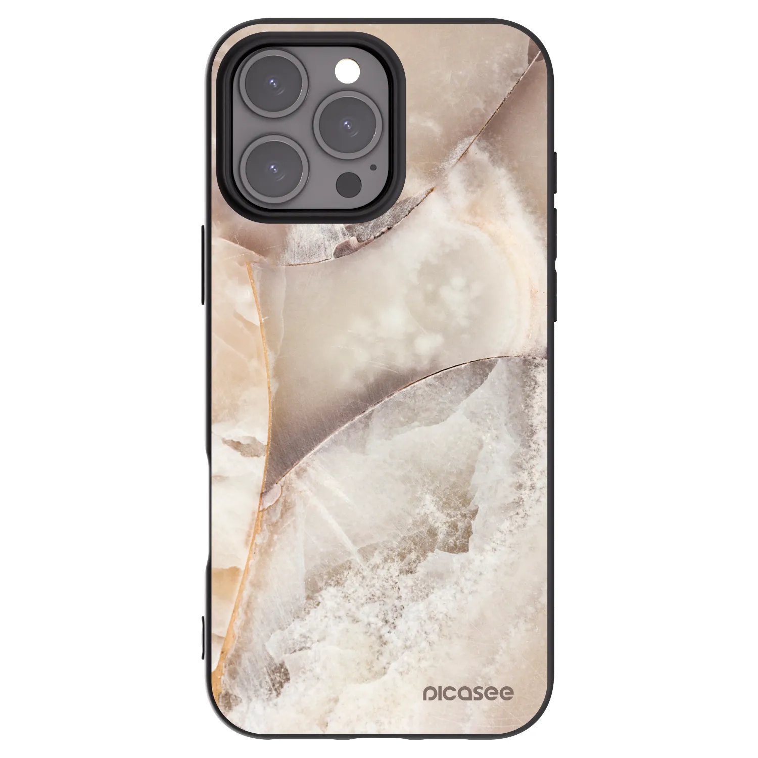 Picasee fekete szilikon tok az alábbi mobiltelefonokra Apple iPhone 16 Pro Max - Cream marble