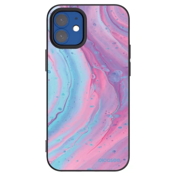 Picasee fekete szilikon tok az alábbi mobiltelefonokra Apple iPhone 12 mini - Pink liquid