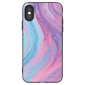 Picasee fekete szilikon tok az alábbi mobiltelefonokra Apple iPhone X/XS - Pink liquid