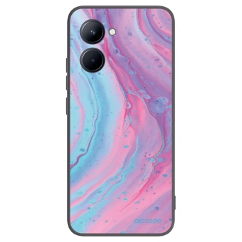Picasee fekete szilikon tok az alábbi mobiltelefonokra Realme C33 (2023) - Pink liquid