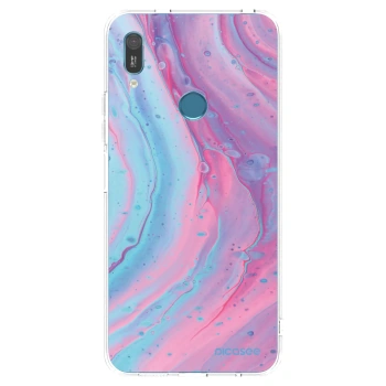 Picasee átlátszó szilikon tok az alábbi mobiltelefonokra Huawei Y6 2019 - Pink liquid