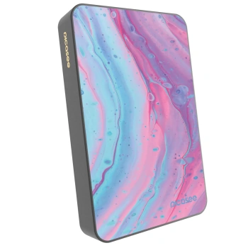 Picasee Powerbank MagSafe 10 000 mAh Szürke - Pink liquid