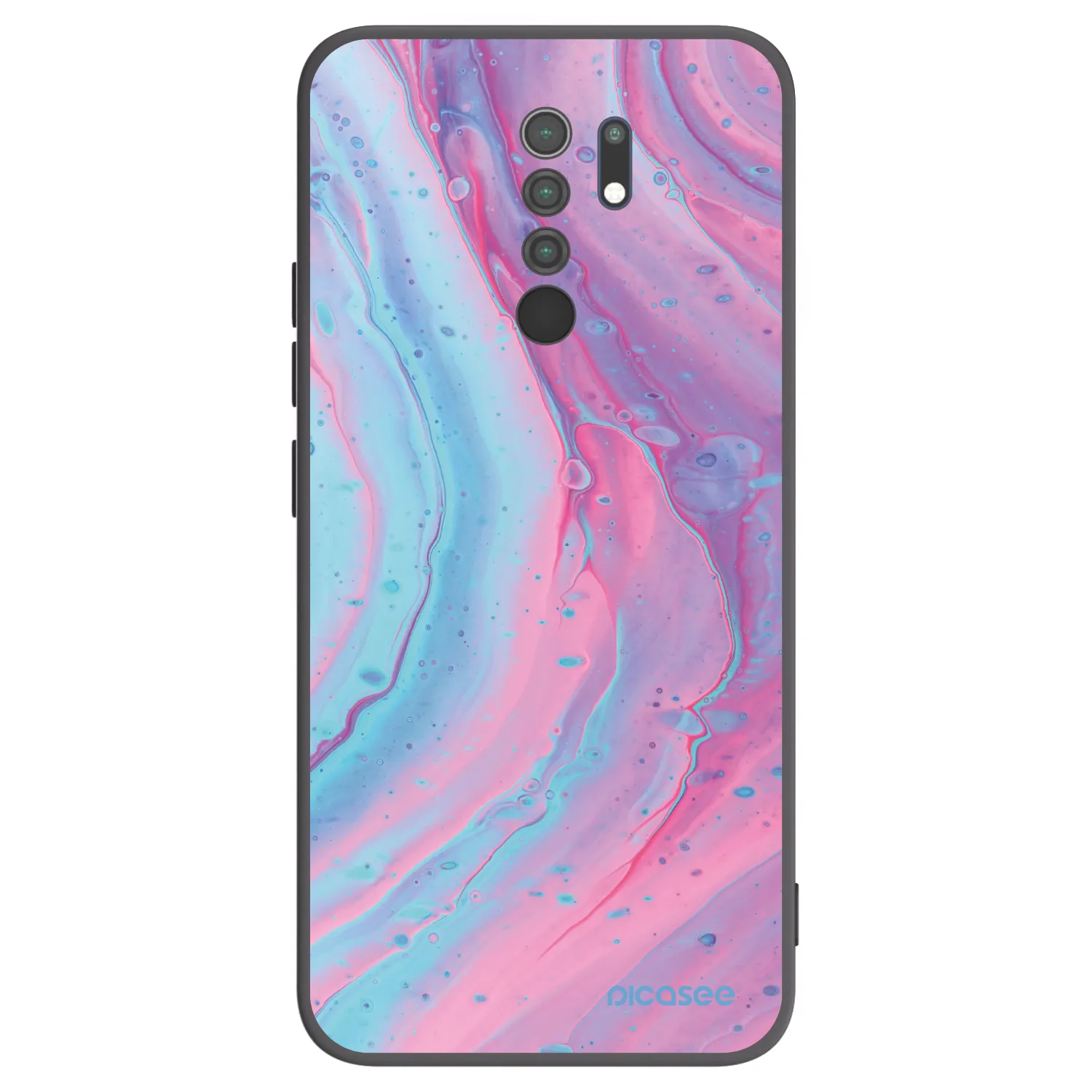 Picasee fekete szilikon tok az alábbi mobiltelefonokra Xiaomi Redmi 9 - Pink liquid