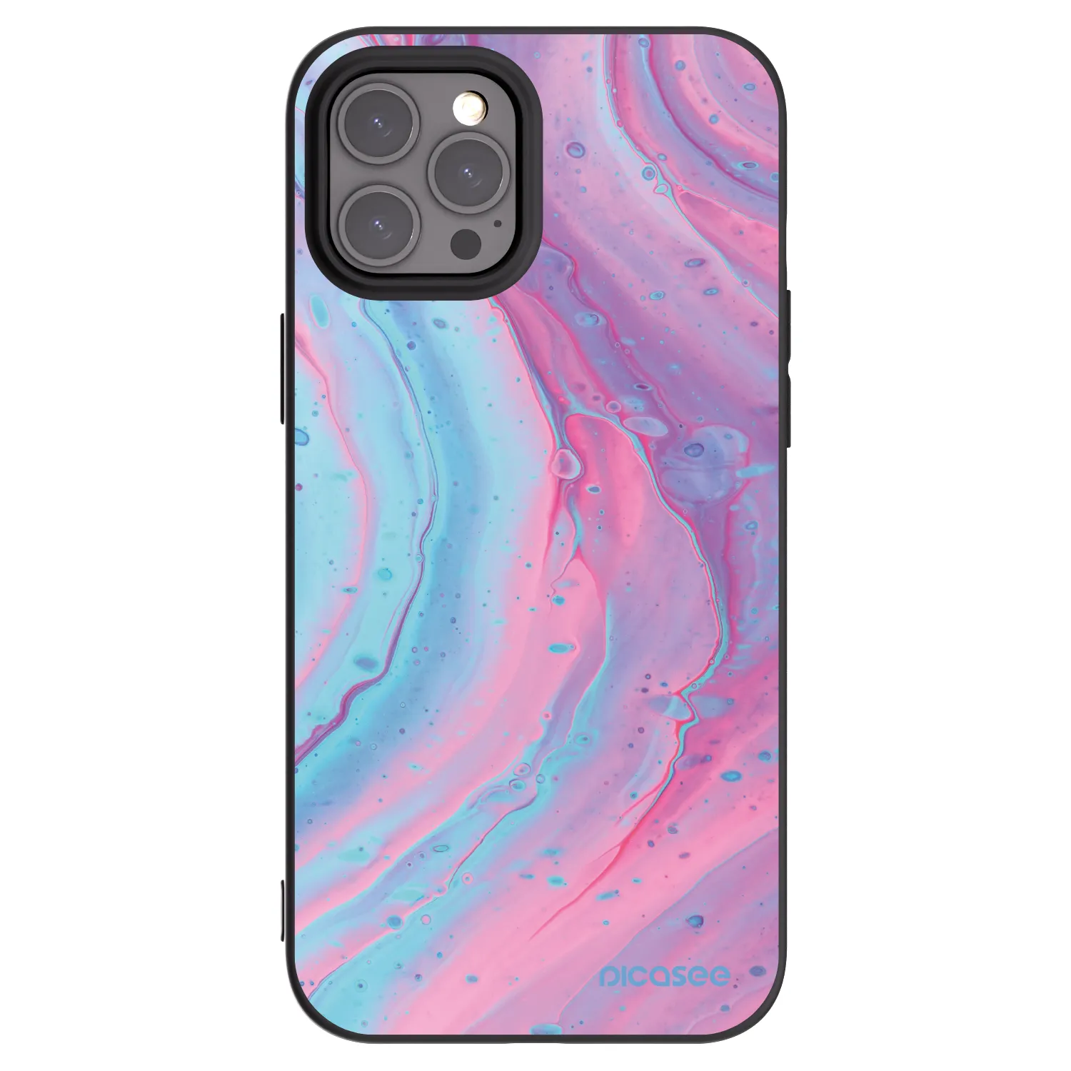 Picasee fekete szilikon tok az alábbi mobiltelefonokra Apple iPhone 12 Pro Max - Pink liquid