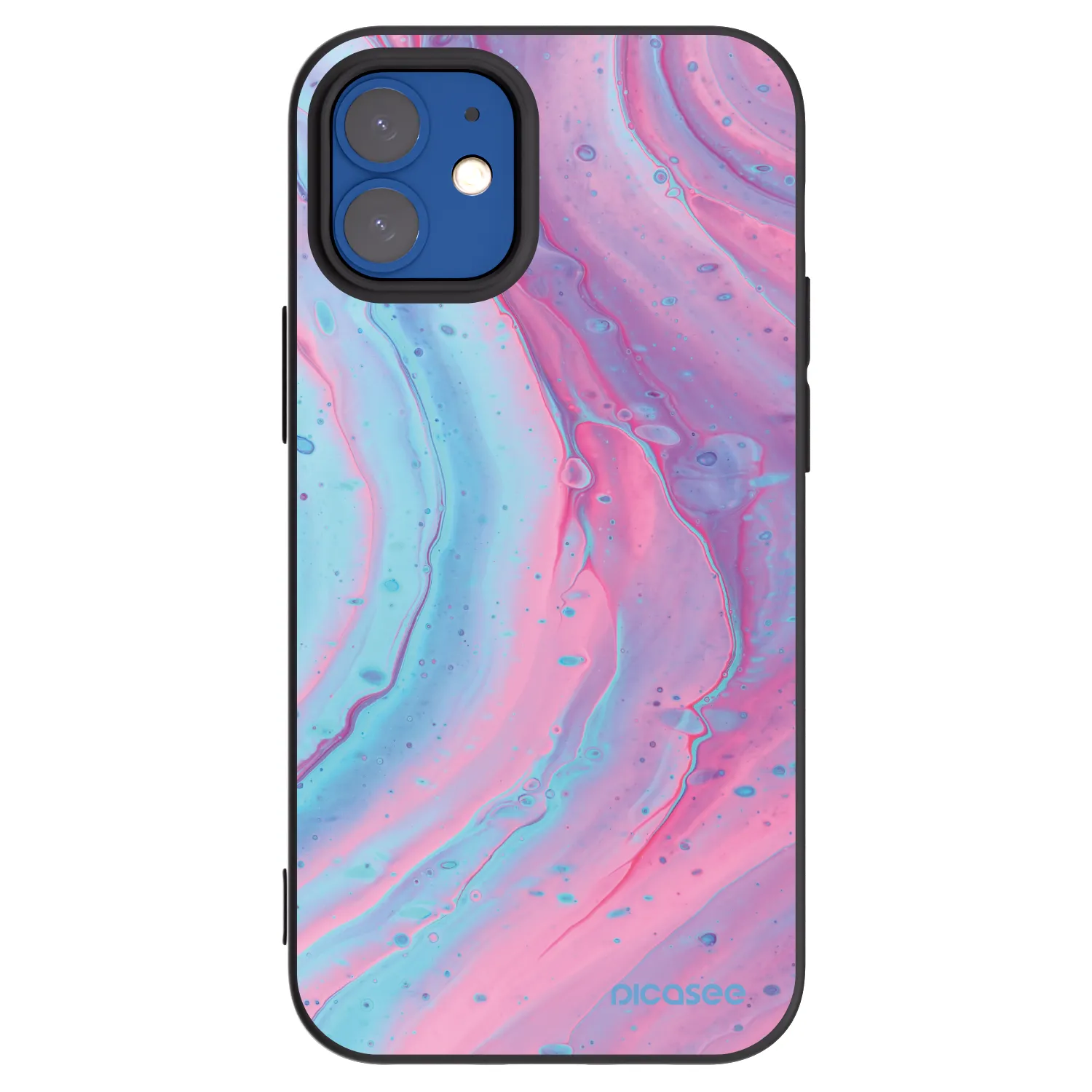 Picasee fekete szilikon tok az alábbi mobiltelefonokra Apple iPhone 12 mini - Pink liquid