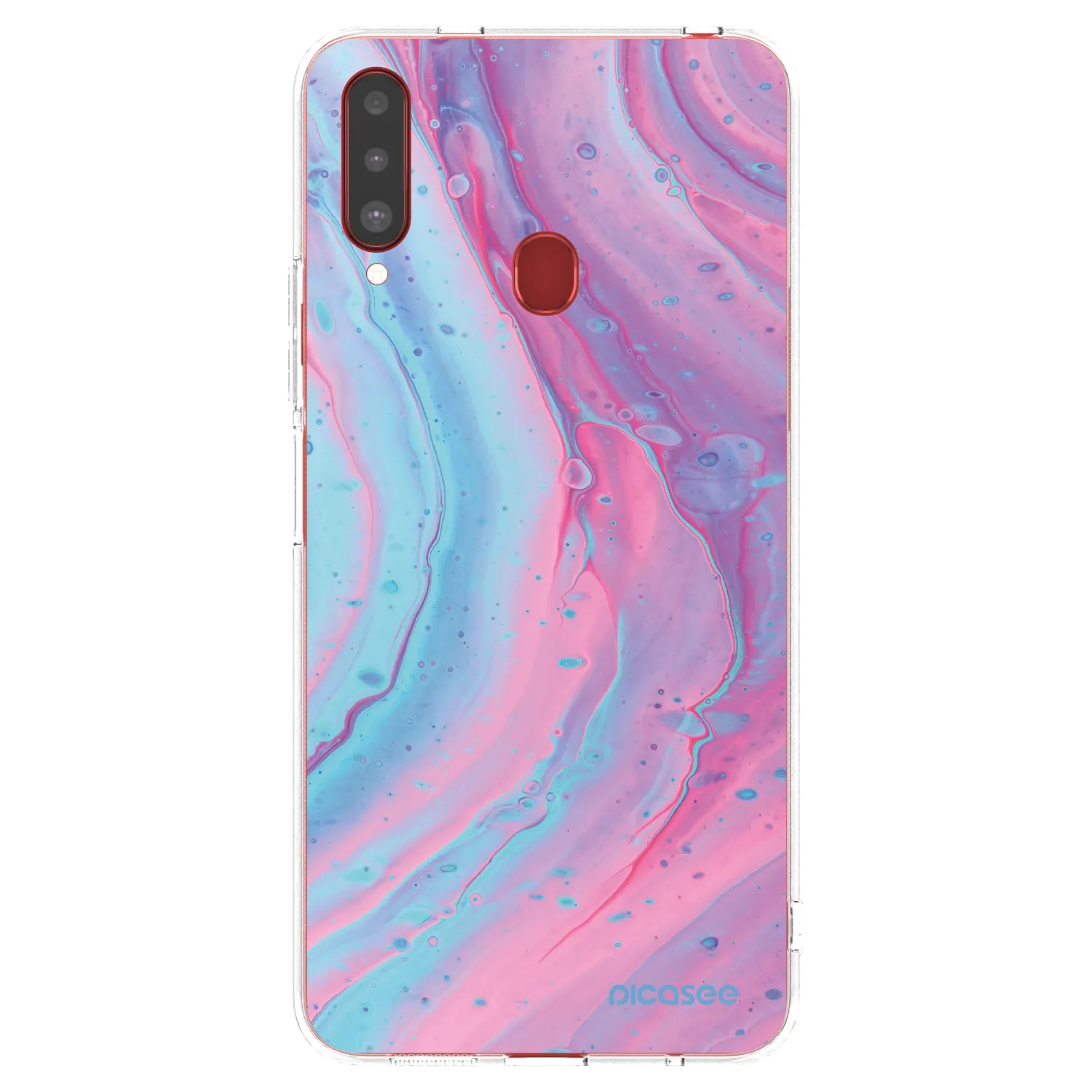 Picasee átlátszó szilikon tok az alábbi mobiltelefonokra Samsung Galaxy A20s - Pink liquid