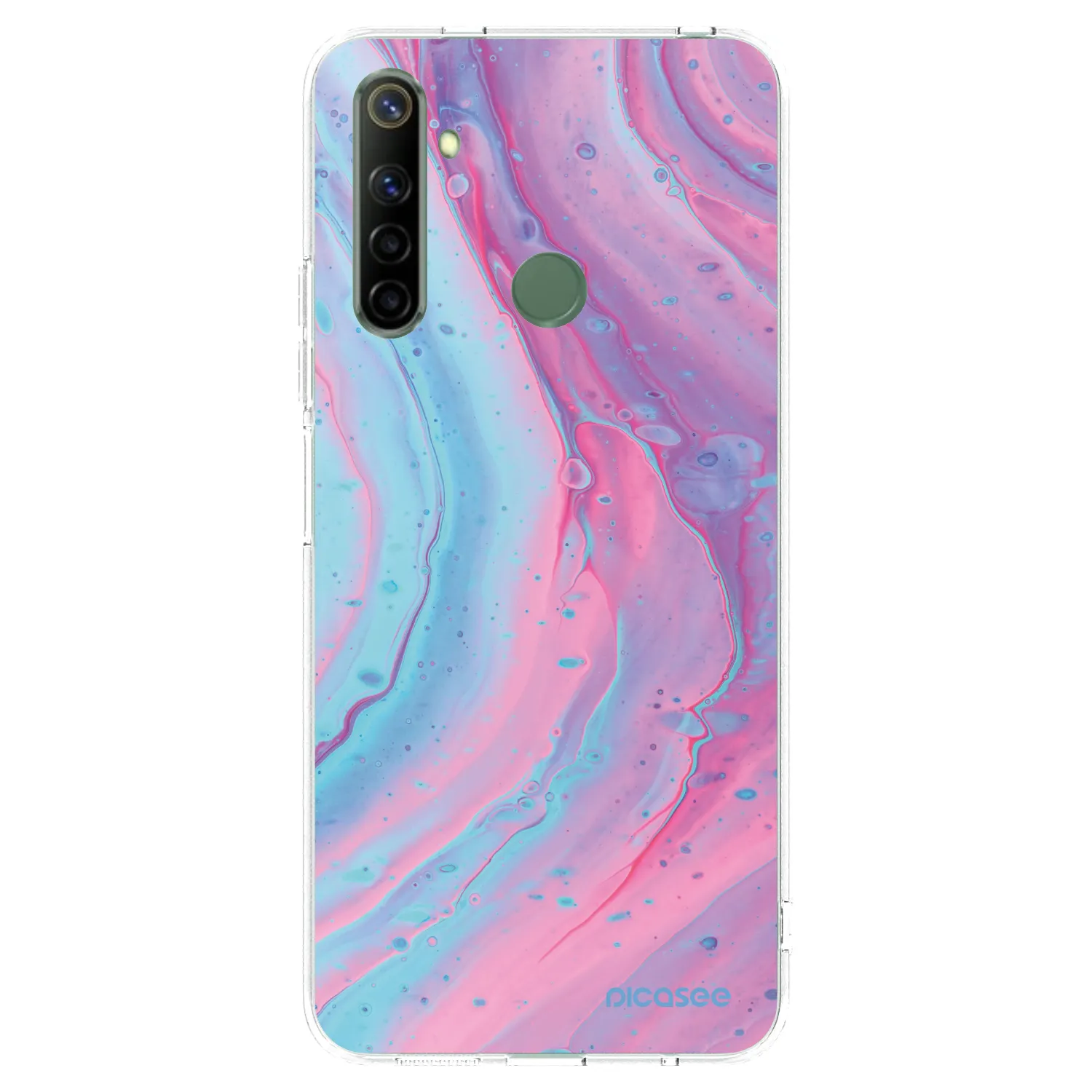 Picasee átlátszó szilikon tok az alábbi mobiltelefonokra Realme 6i - Pink liquid