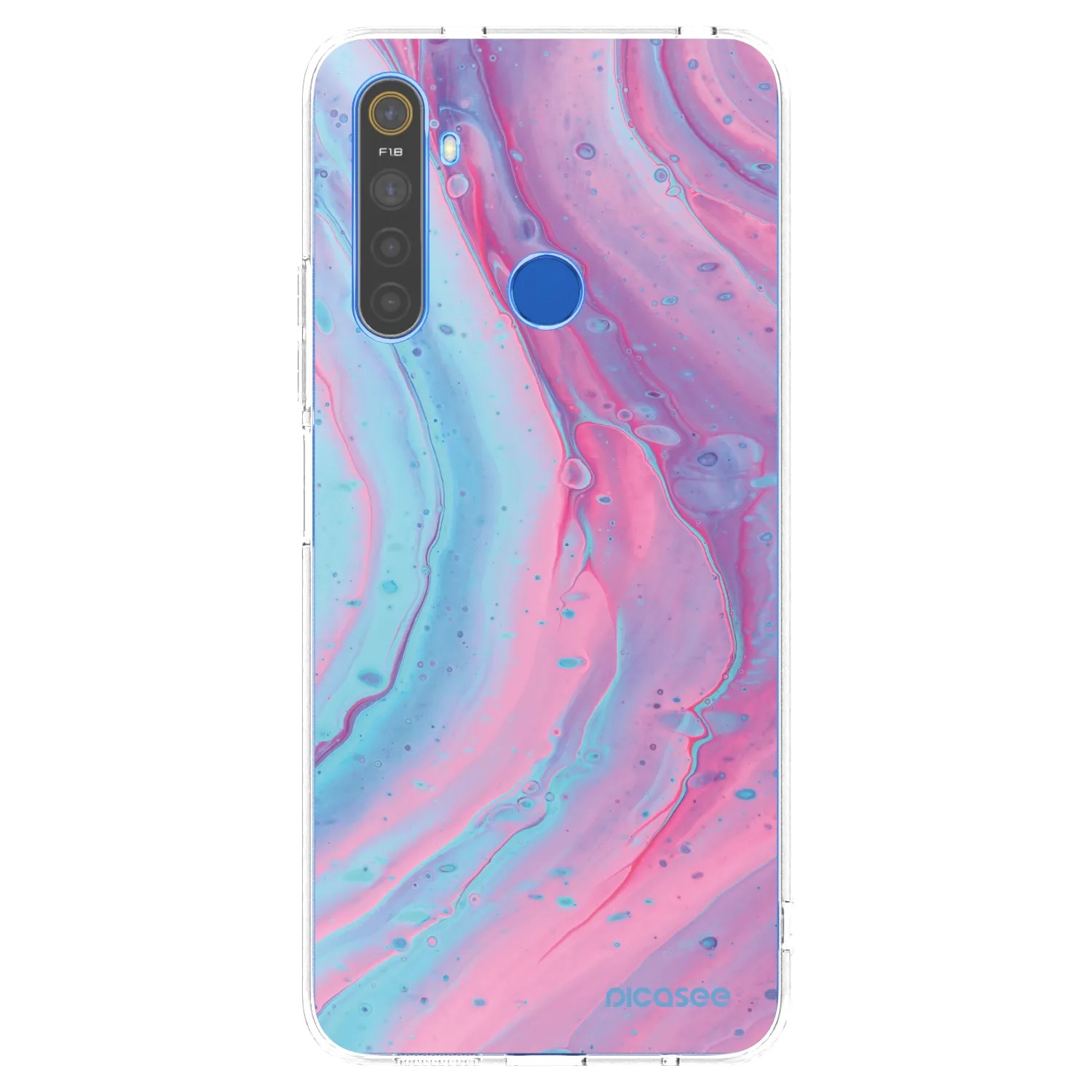 Picasee átlátszó szilikon tok az alábbi mobiltelefonokra Realme 5 - Pink liquid