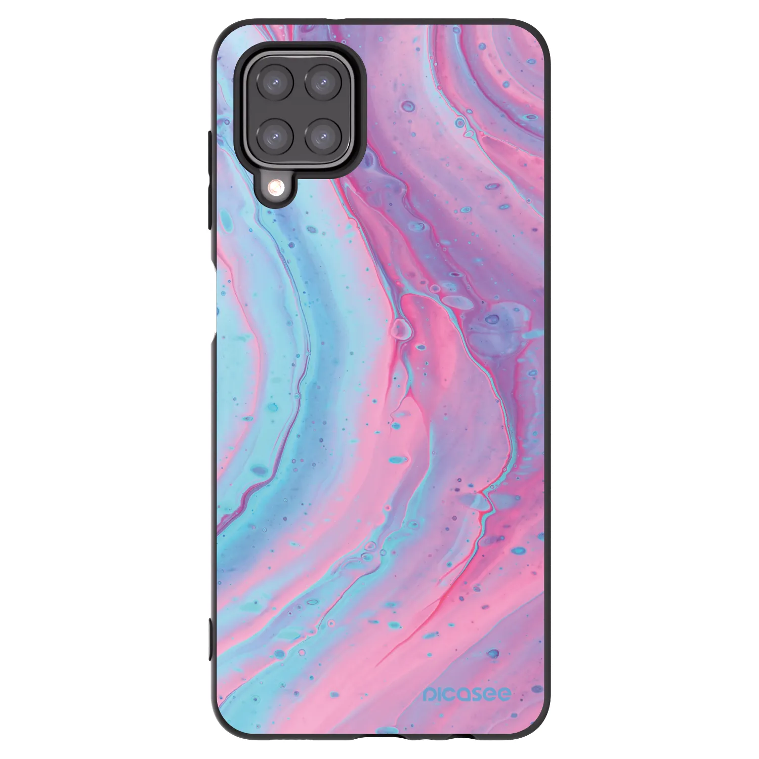 Picasee fekete szilikon tok az alábbi mobiltelefonokra Samsung Galaxy A12 A125F - Pink liquid