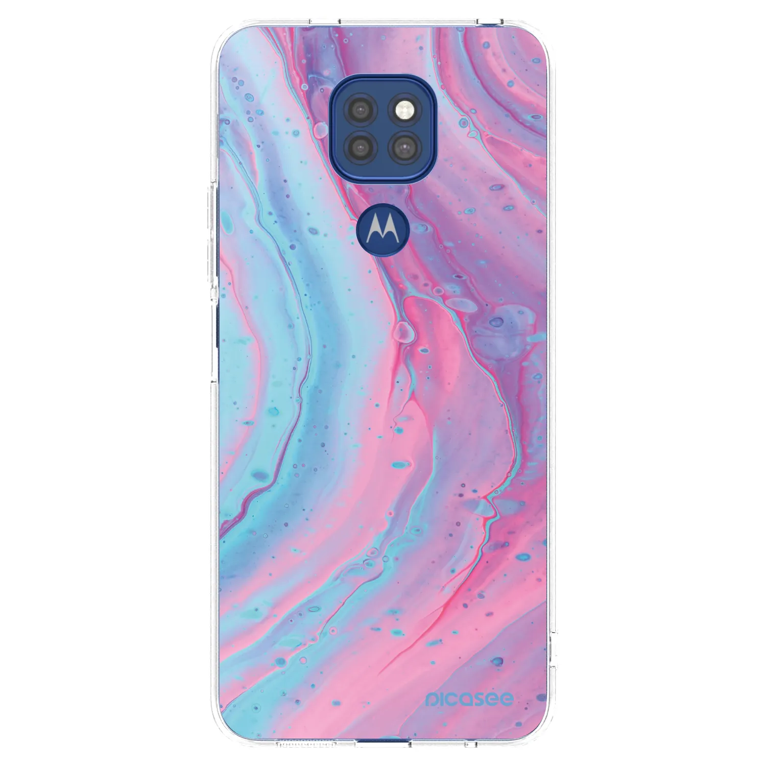 Picasee átlátszó szilikon tok az alábbi mobiltelefonokra Motorola Moto G9 Play - Pink liquid