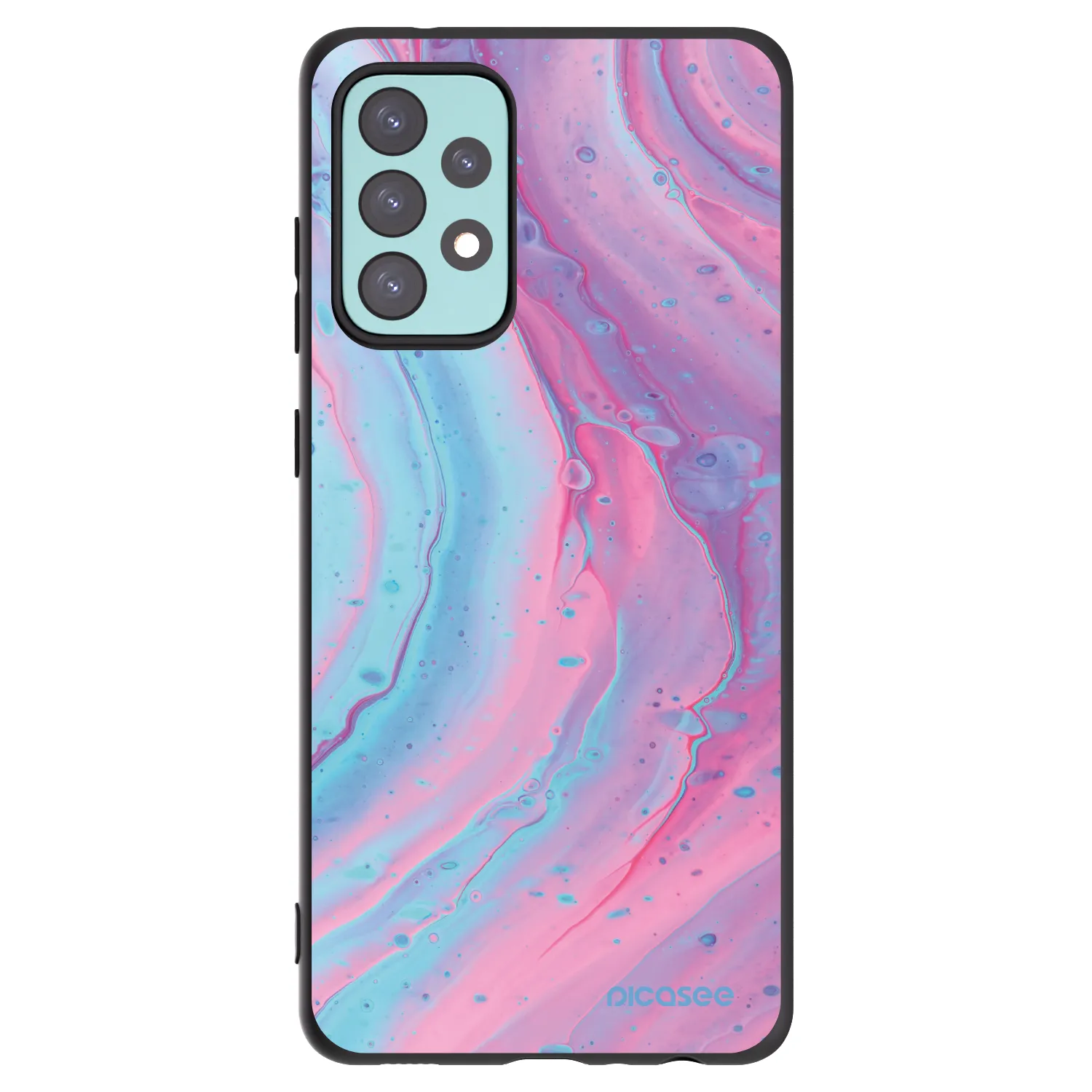Picasee fekete szilikon tok az alábbi mobiltelefonokra Samsung Galaxy A72 A725F - Pink liquid