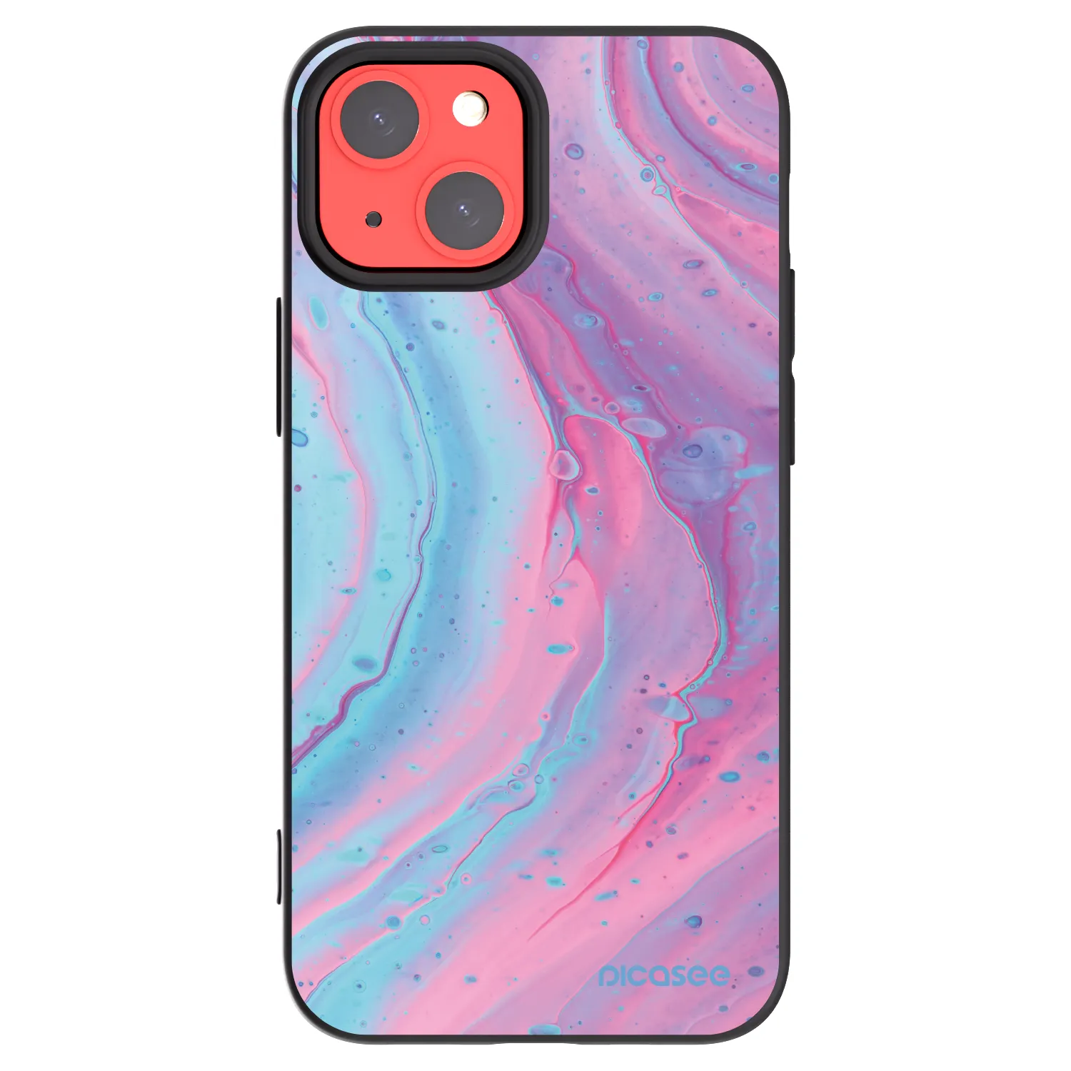 Picasee fekete szilikon tok az alábbi mobiltelefonokra Apple iPhone 13 mini - Pink liquid