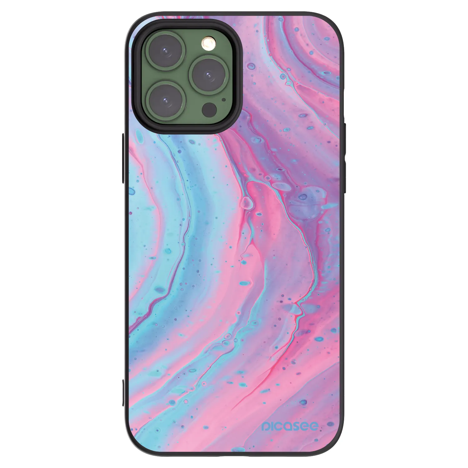 Picasee fekete szilikon tok az alábbi mobiltelefonokra Apple iPhone 13 Pro Max - Pink liquid