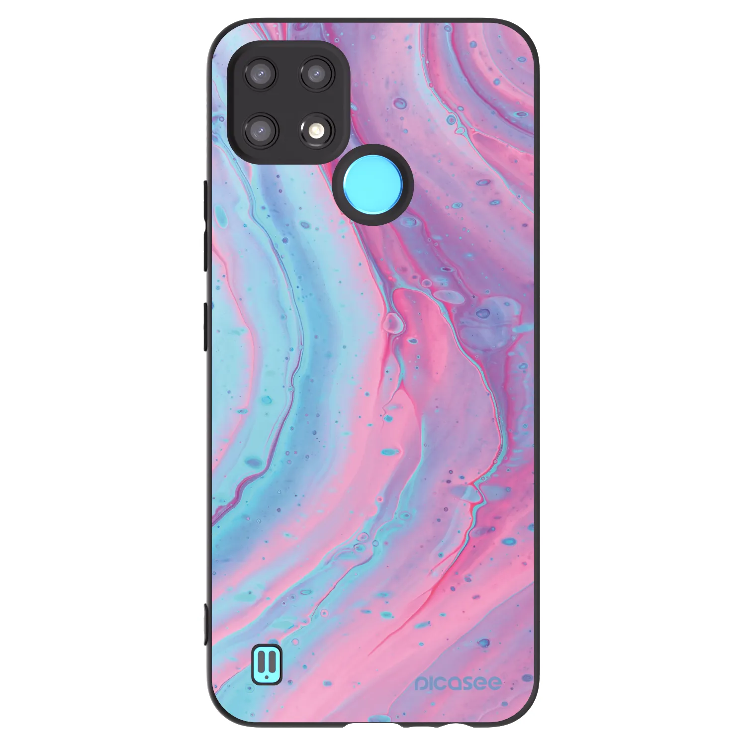 Picasee fekete szilikon tok az alábbi mobiltelefonokra Realme C21 - Pink liquid