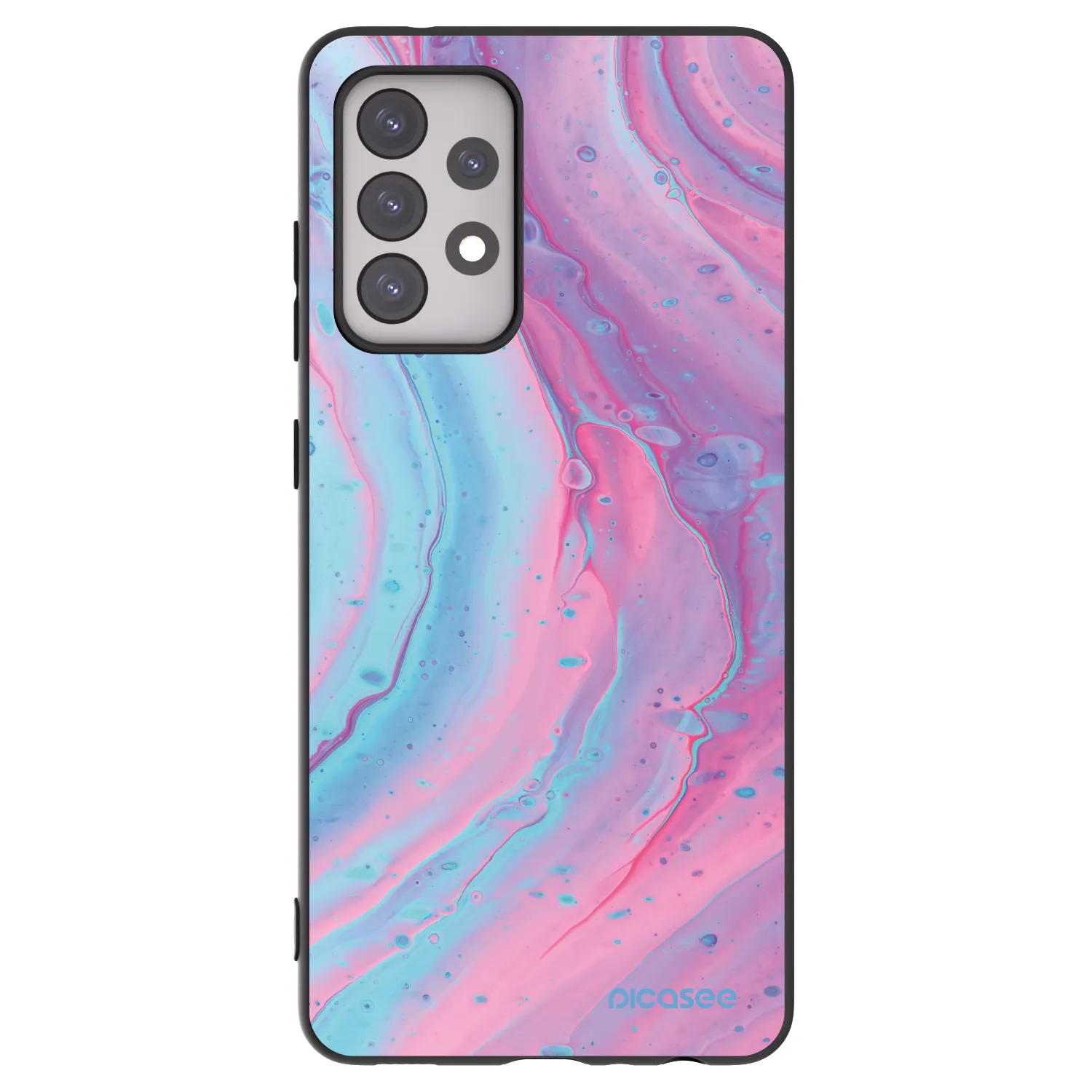 Picasee fekete szilikon tok az alábbi mobiltelefonokra Samsung Galaxy A52s 5G A528B - Pink liquid