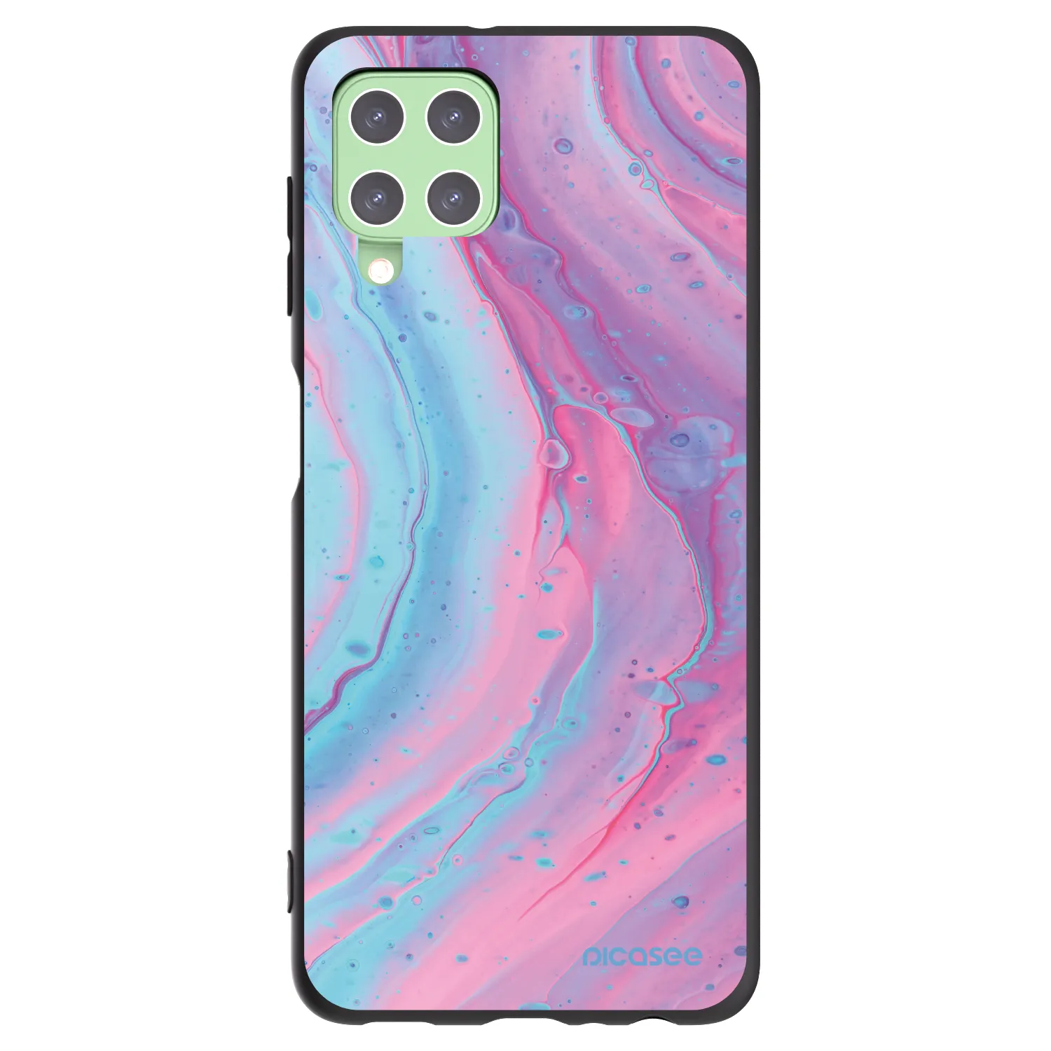 Picasee fekete szilikon tok az alábbi mobiltelefonokra Samsung Galaxy A22 A225F 4G - Pink liquid