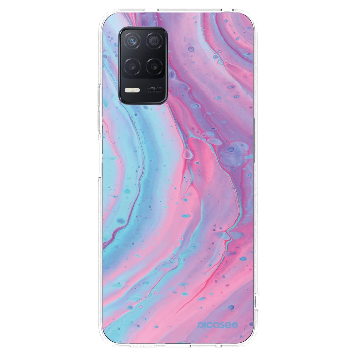 Picasee átlátszó szilikon tok az alábbi mobiltelefonokra Realme 8 5G - Pink liquid